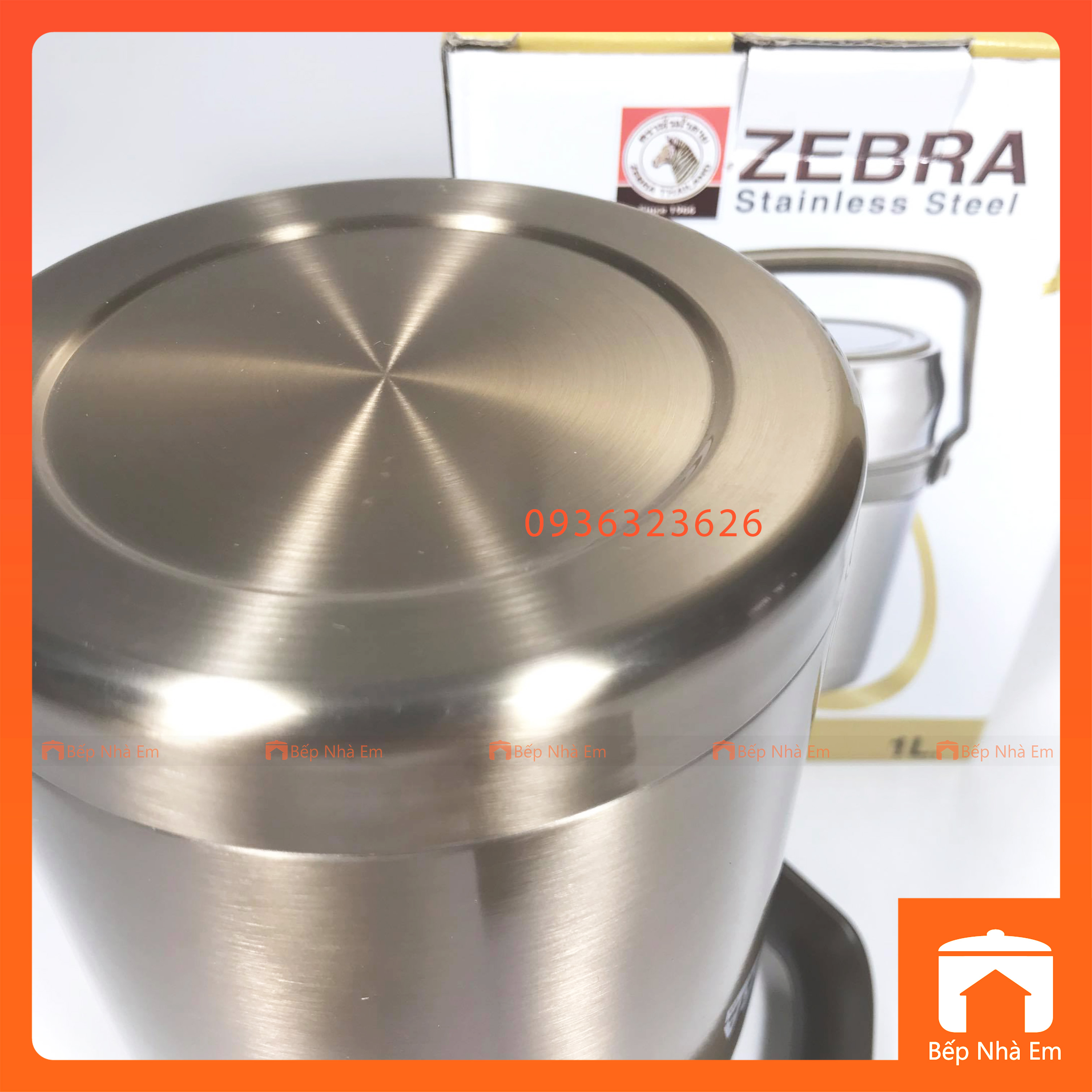Camen - Bình Ủ Cháo Inox 304 ZEBRA Picnic 1L Vàng Đồng  - 152435 - Hàng Nhập Khẩu Thái Lan