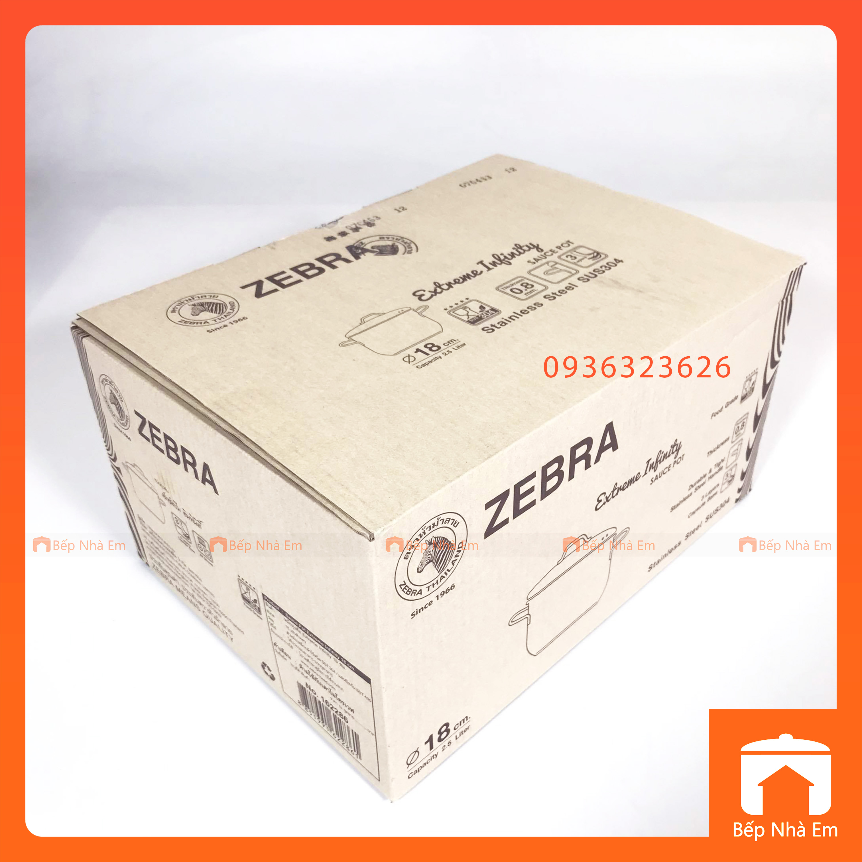 Nồi ZEBRA 3 Đáy Extreme Infinity 18cm 2.5L (Inox 304) - 162286 - Hàng Nhập Khẩu Thái Lan