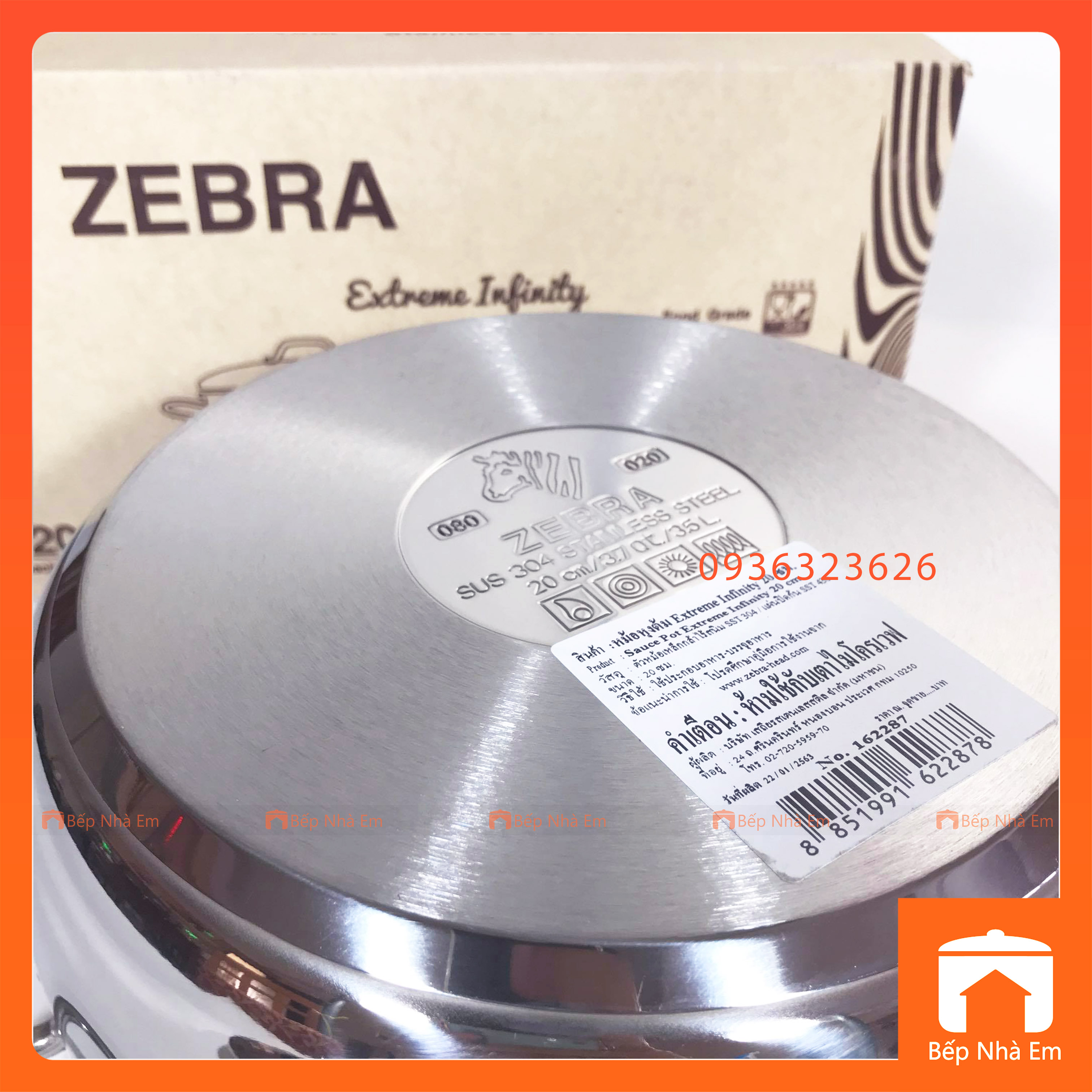 Nồi ZEBRA 3 Đáy Extreme Infinity 20cm 3.5L (Inox 304) - 162287 - Hàng Nhập Khẩu Thái Lan