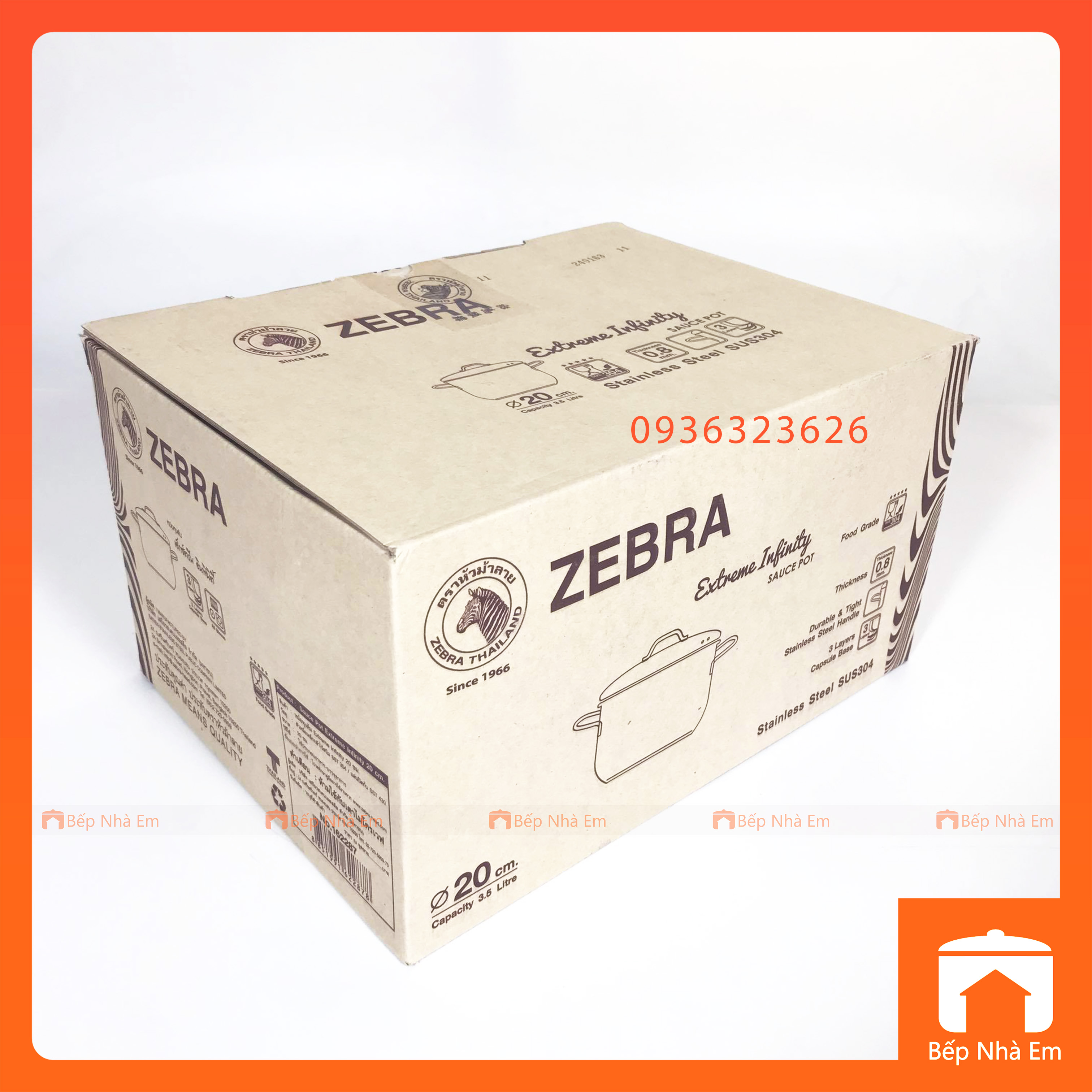 Nồi ZEBRA 3 Đáy Extreme Infinity 20cm 3.5L (Inox 304) - 162287 - Hàng Nhập Khẩu Thái Lan