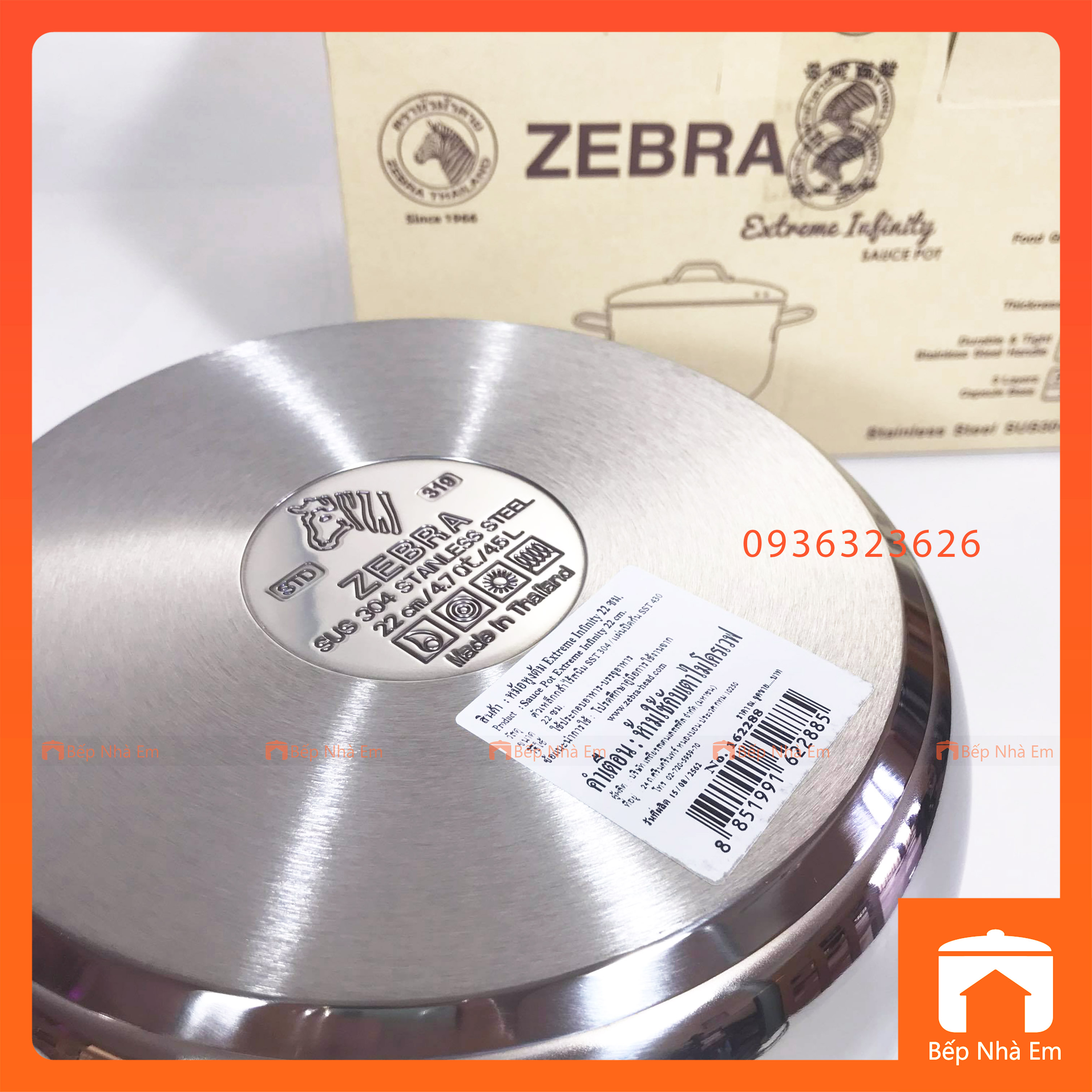 Nồi ZEBRA 3 Đáy Extreme Infinity 22cm 4.5L (Inox 304) - 162288 - Hàng Nhập Khẩu Thái Lan