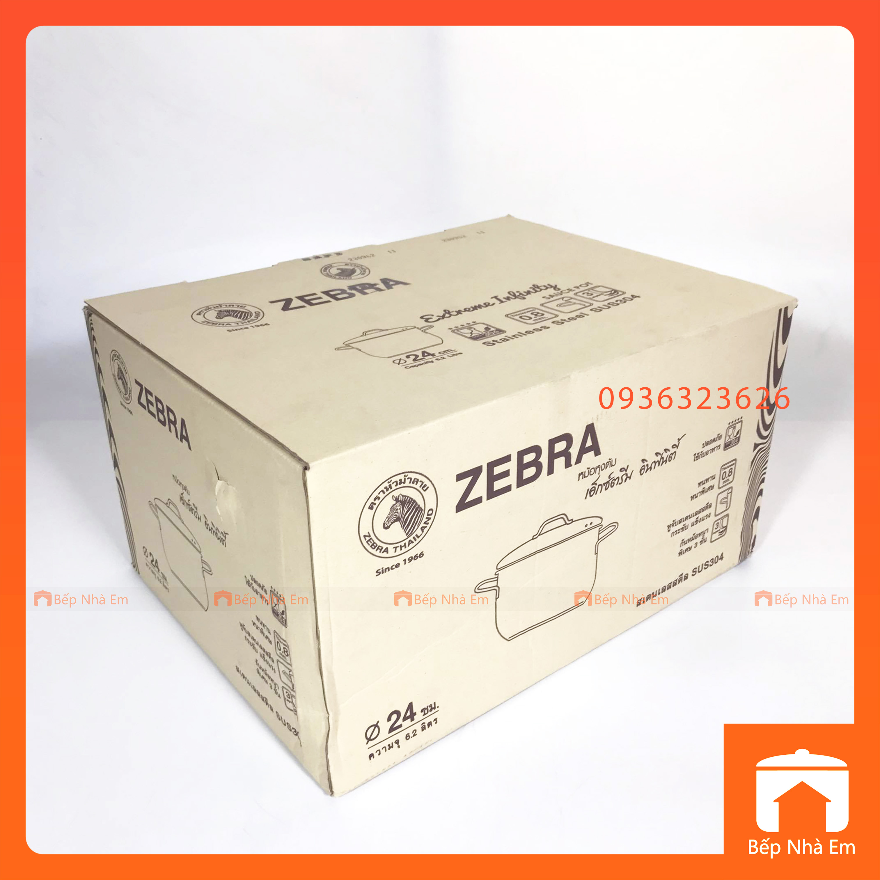 Nồi ZEBRA 3 Đáy Extreme Infinity 24cm 6.2 (Inox 304) - 162289 - Hàng Nhập Khẩu Thái Lan