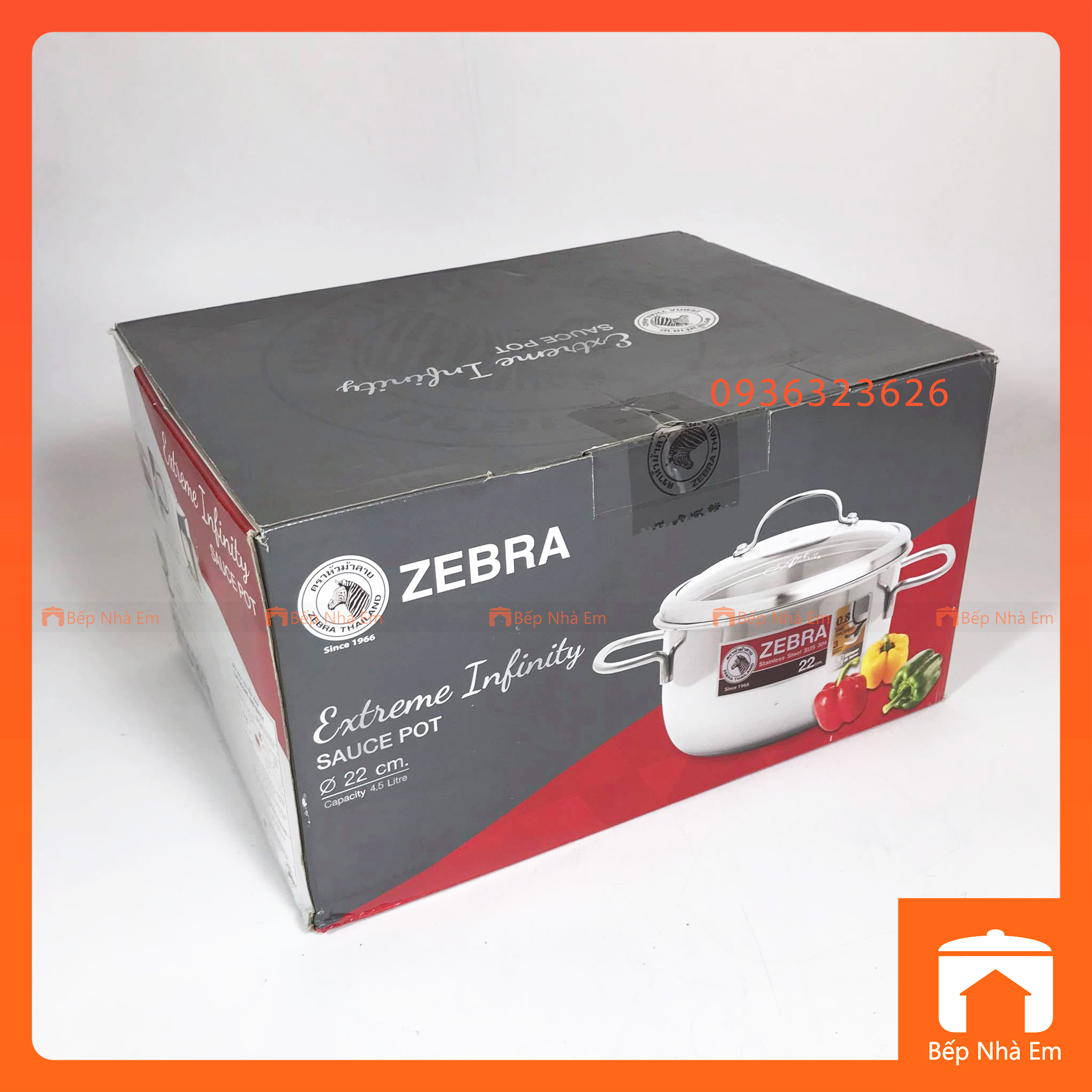 Nồi ZEBRA 3 Đáy Extreme Infinity 22cm 4.5L Nắp Kính (Inox 304) - 162297 - Hàng Nhập Khẩu Thái Lan