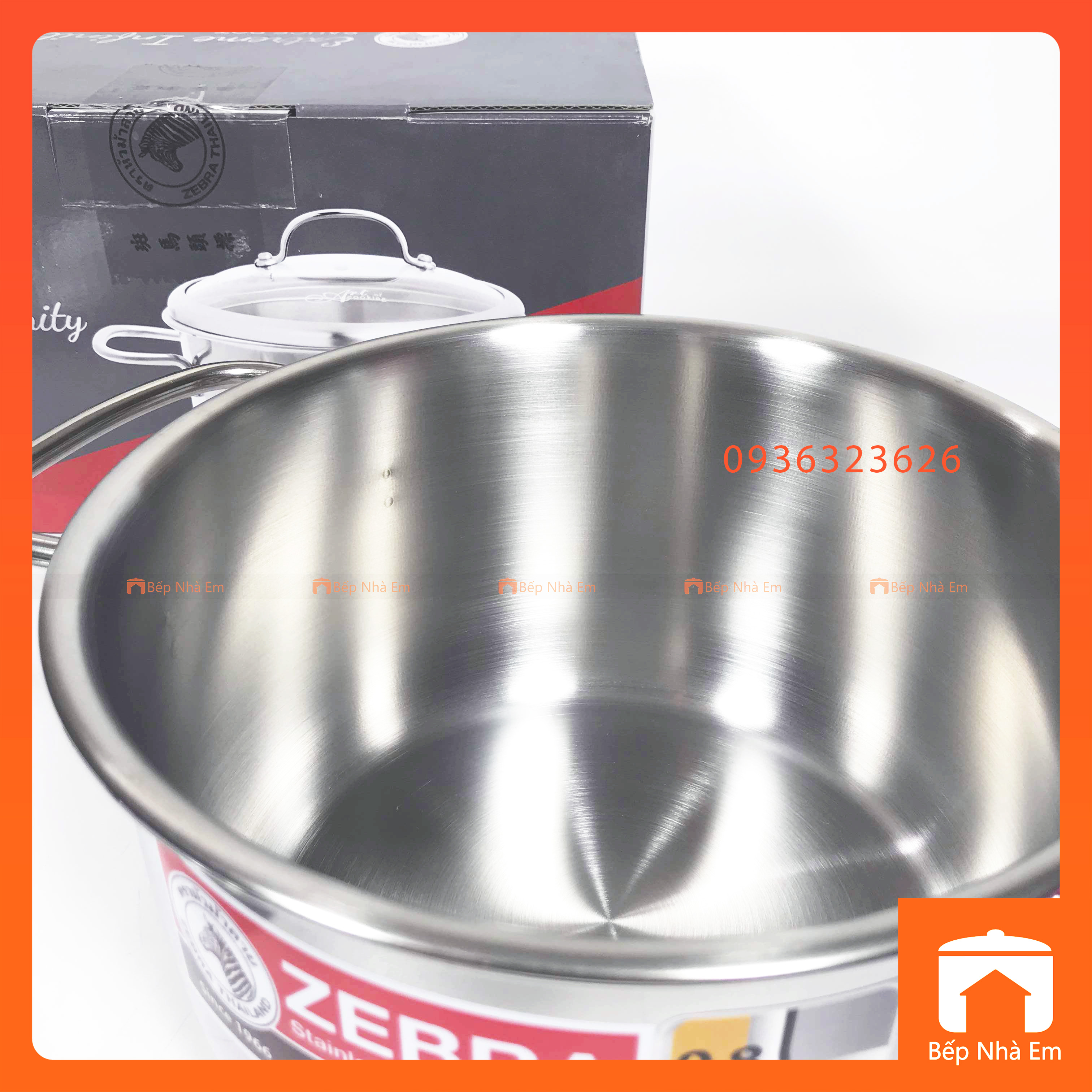 Nồi ZEBRA 3 Đáy Extreme Infinity 24cm 6.2L Nắp Kính (Inox 304) - 162298 - Hàng Nhập Khẩu Thái Lan