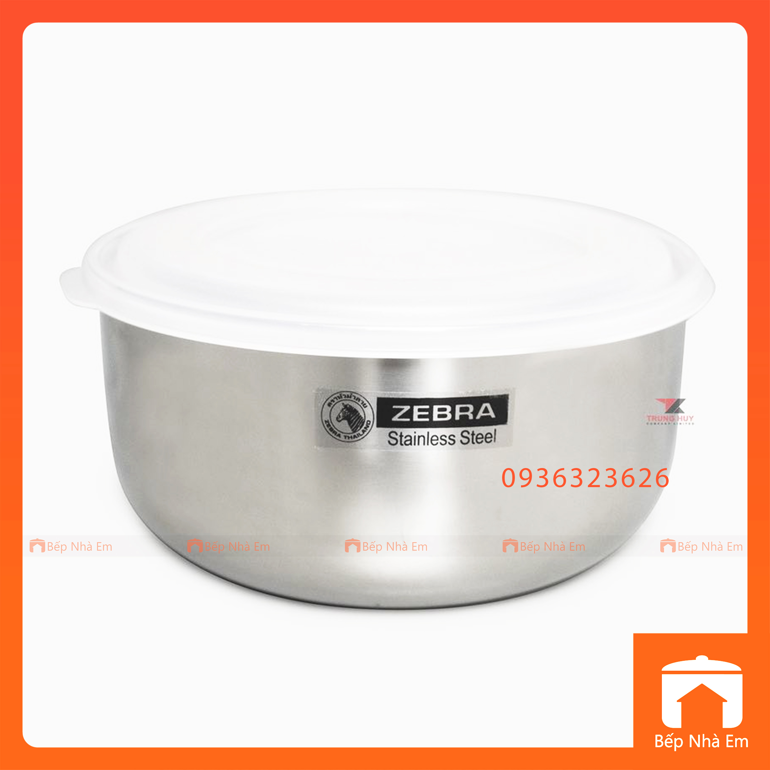 Bộ 4 Thố ZEBRA Inox 304 Có Nắp Nhựa 12 14 16 18cm - Hàng Nhập Khẩu Chính Hãng