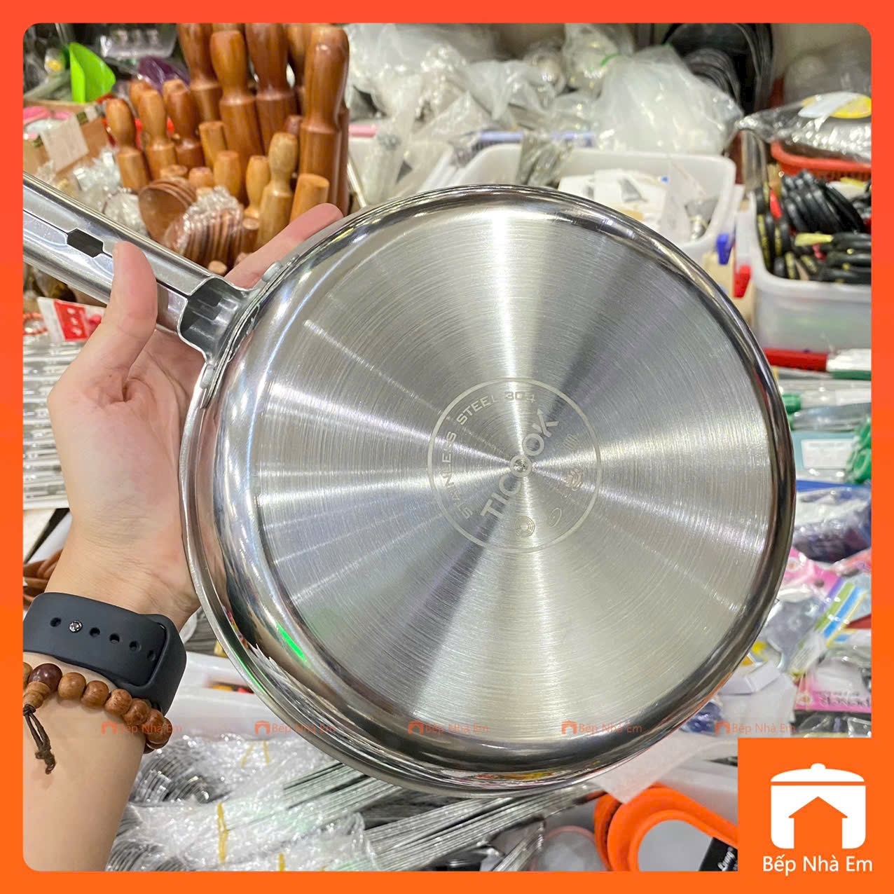 Chảo Inox 304 22cm TCOOK Cao Cấp - Hàng Việt Nam Sản Xuất