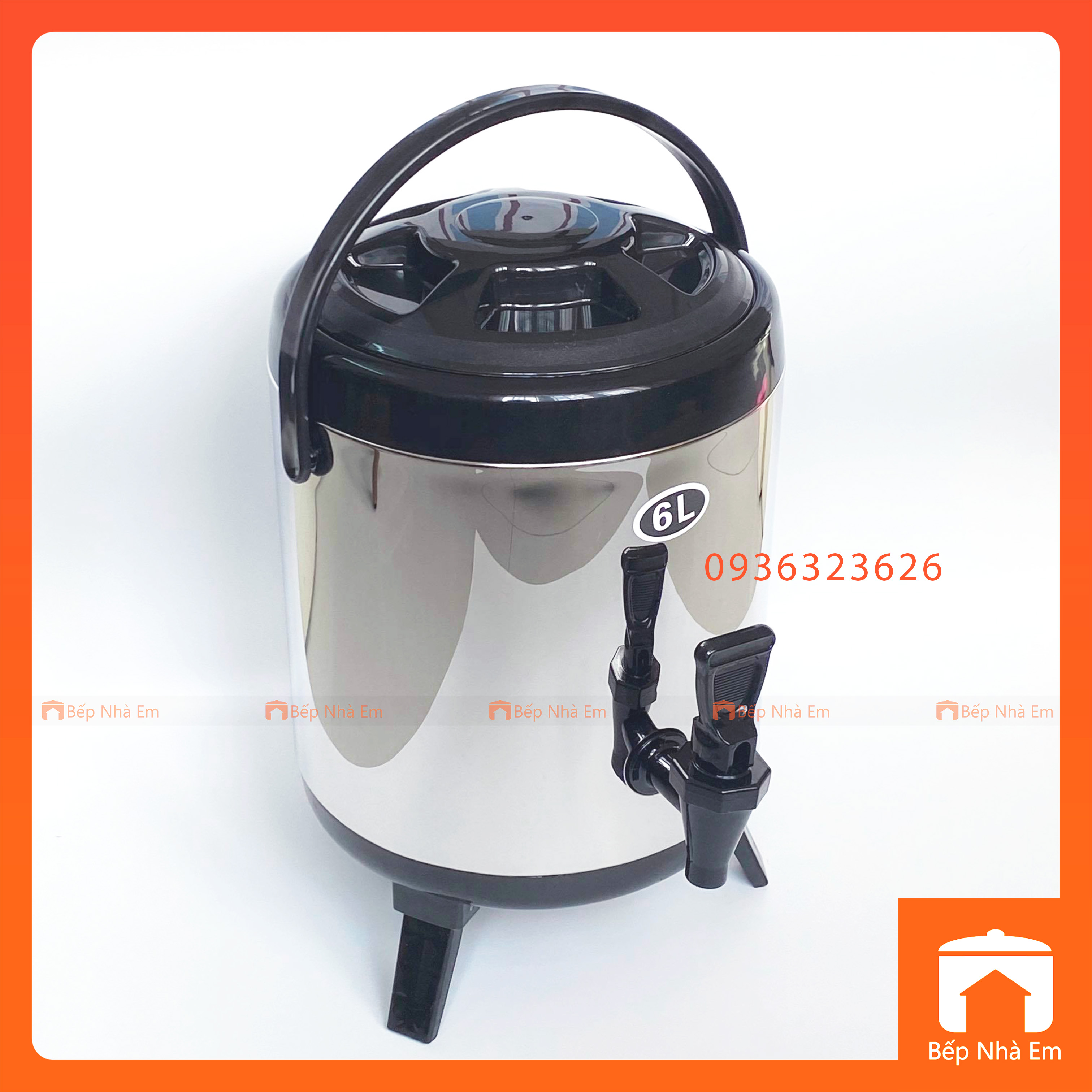 Bình Ủ Trà - Bình Ủ Trà Sữa Giữ Nhiệt Nóng Lạnh 6L Màu Đen - Hàng Loại Tốt