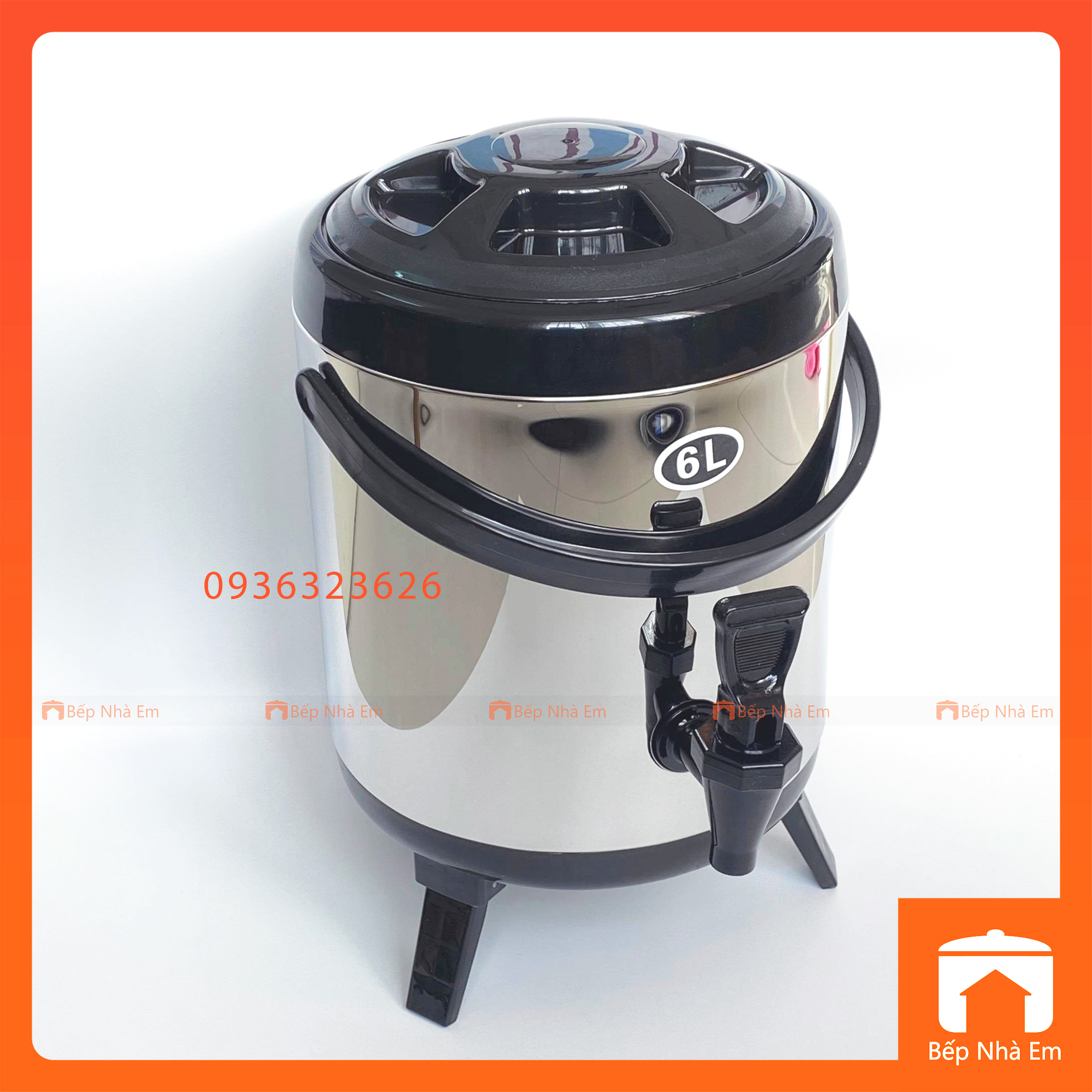 Bình Ủ Trà - Bình Ủ Trà Sữa Giữ Nhiệt Nóng Lạnh 6L Màu Đen - Hàng Loại Tốt