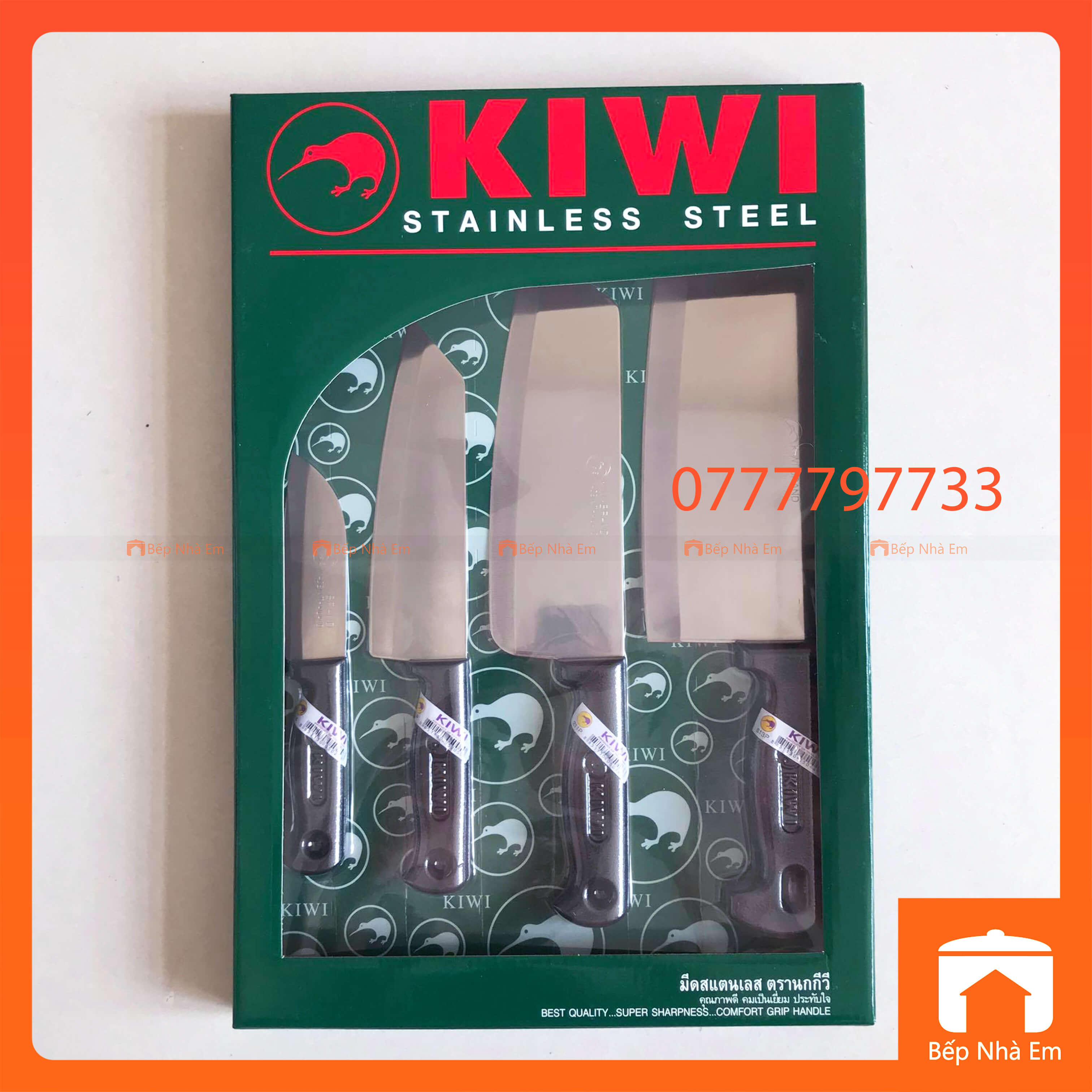 Bộ Dao Thái Lan Cán Nhựa Kiwi 4 Món - Hàng Nhập Khẩu Thái Lan