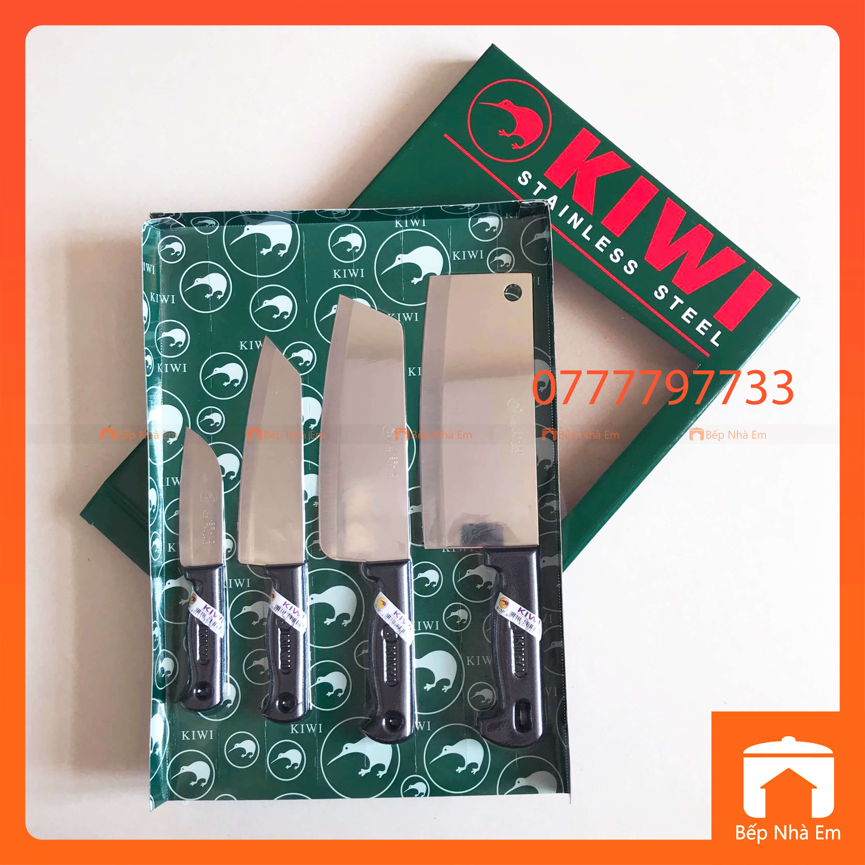 Bộ Dao Thái Lan Cán Nhựa Kiwi 4 Món - Hàng Nhập Khẩu Thái Lan