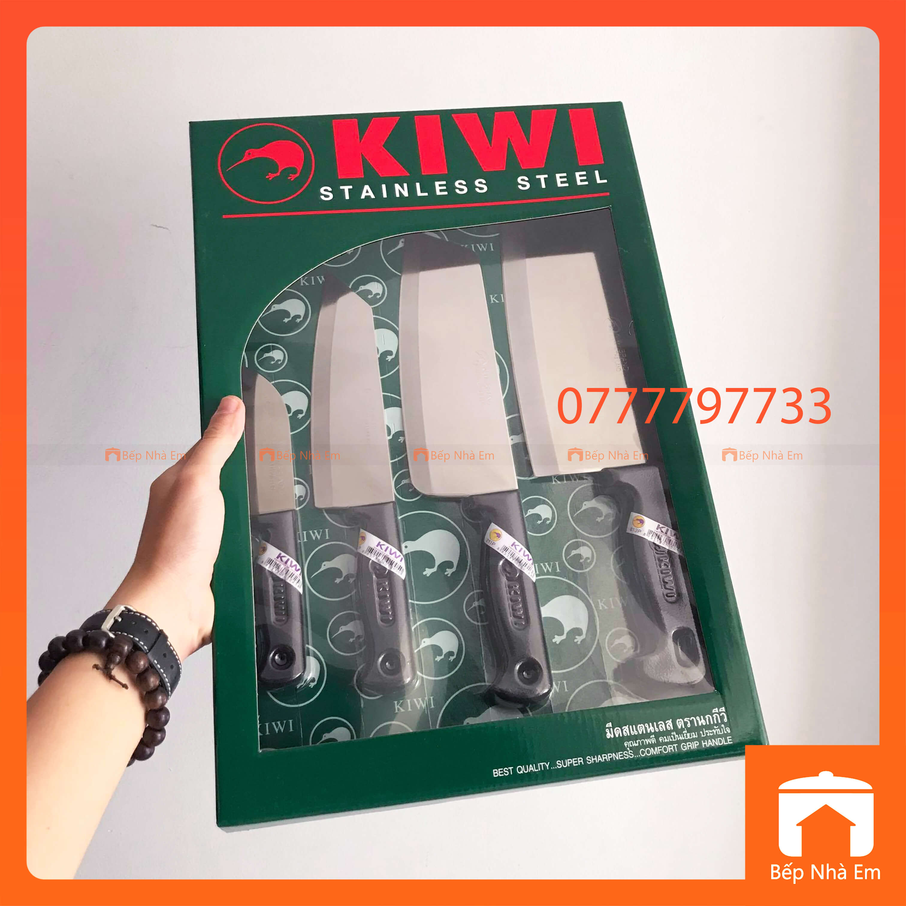 Bộ Dao Thái Lan Cán Nhựa Kiwi 4 Món - Hàng Nhập Khẩu Thái Lan