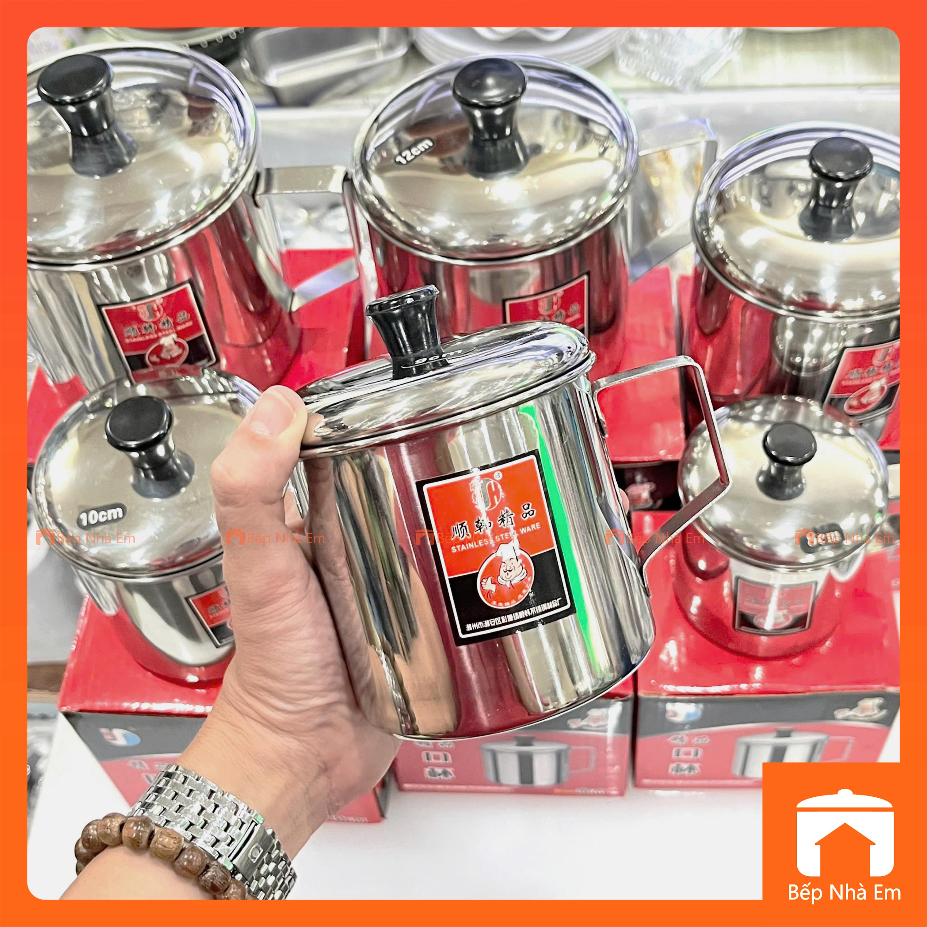 Ca Inox Có Nắp Hộp Đỏ Nhiều Size