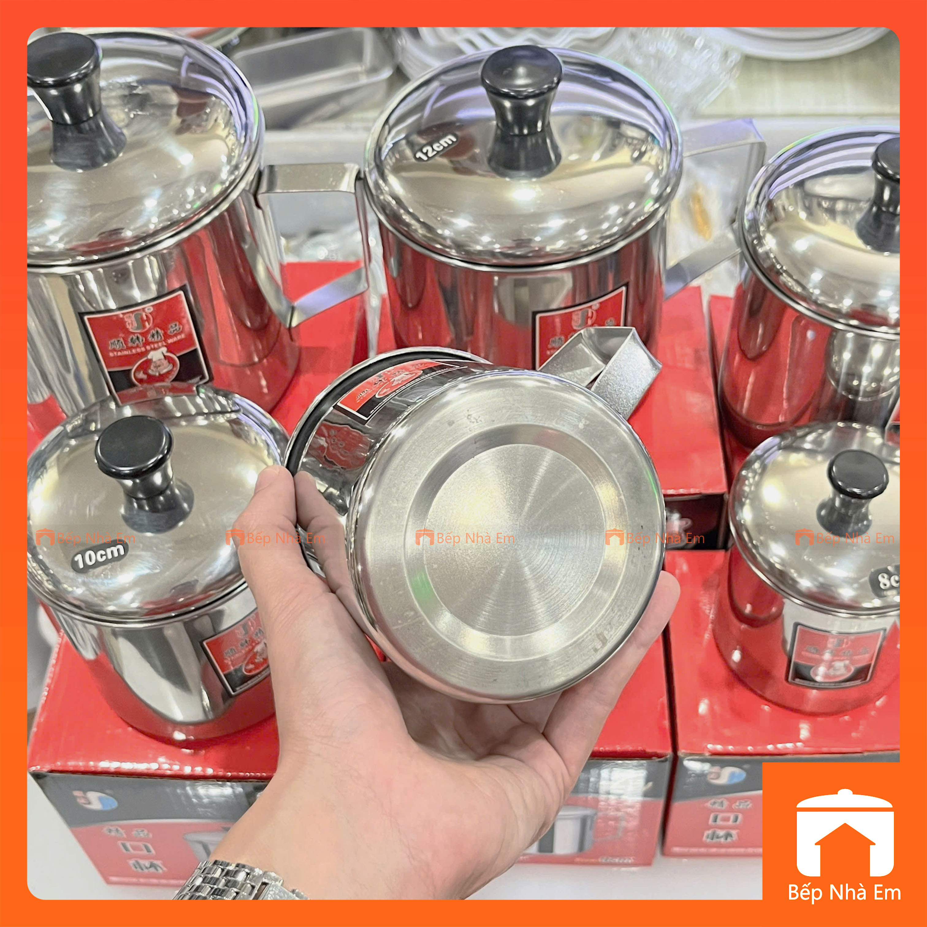 Ca Inox Có Nắp Hộp Đỏ Nhiều Size