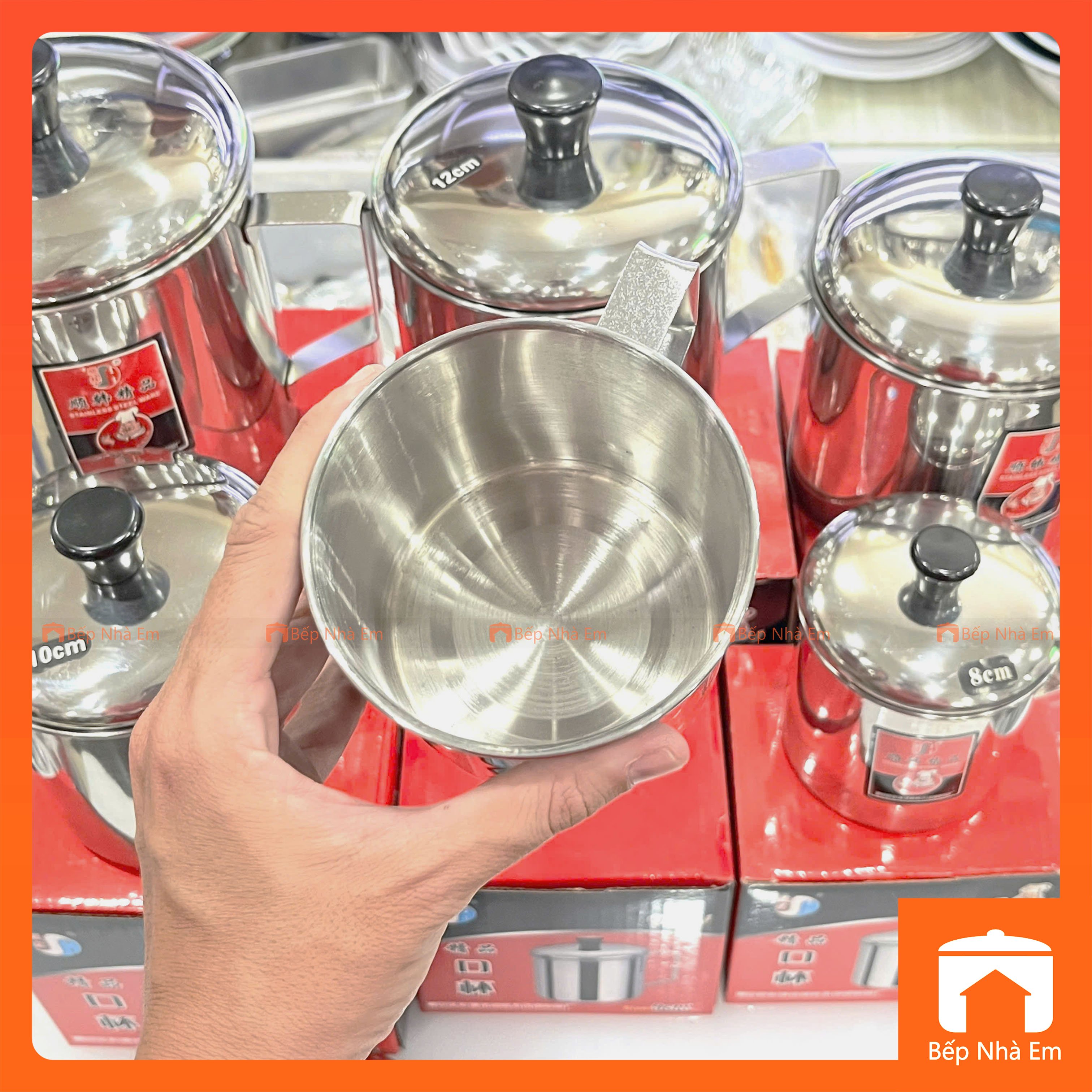 Ca Inox Có Nắp Hộp Đỏ Nhiều Size
