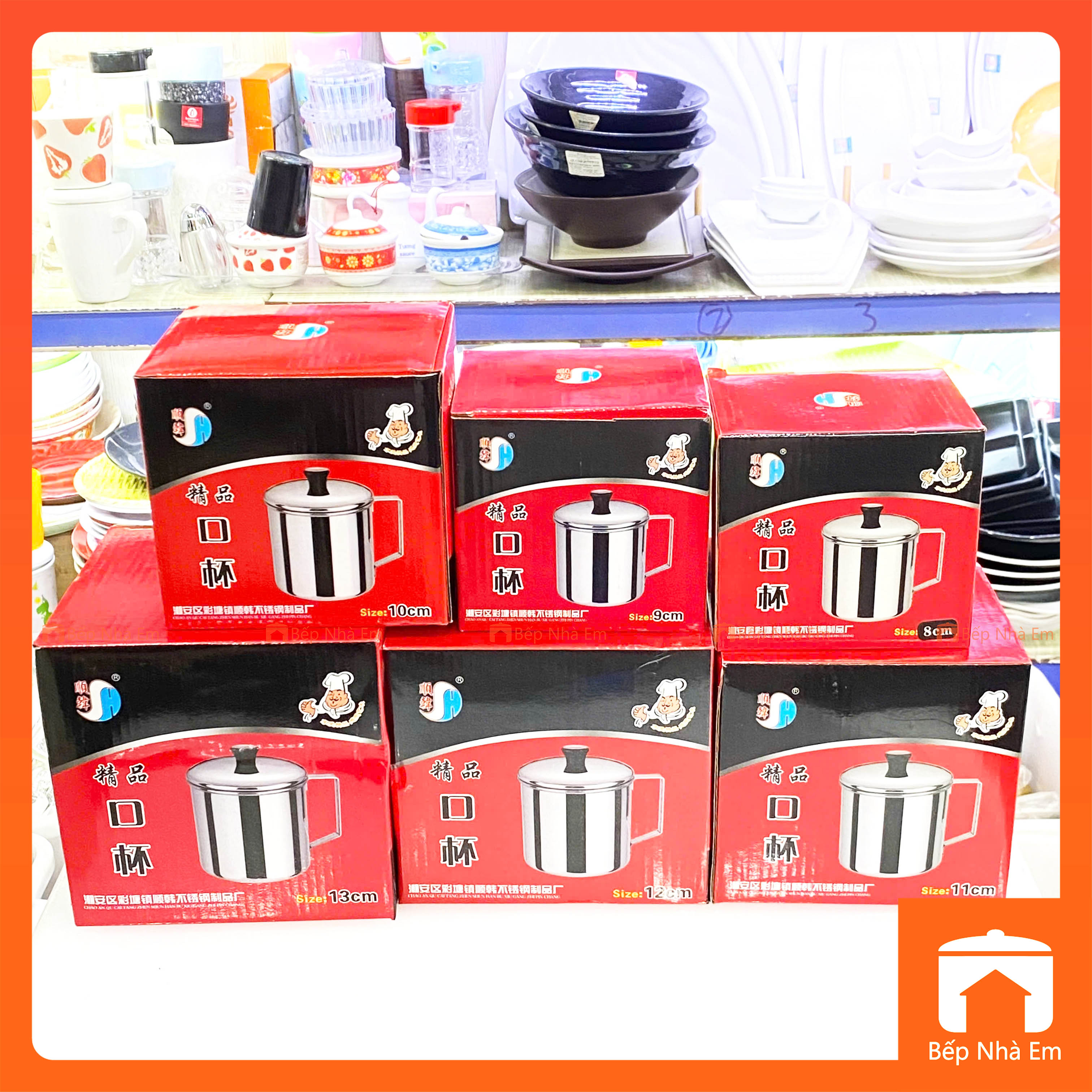 Ca Inox Có Nắp Hộp Đỏ Nhiều Size
