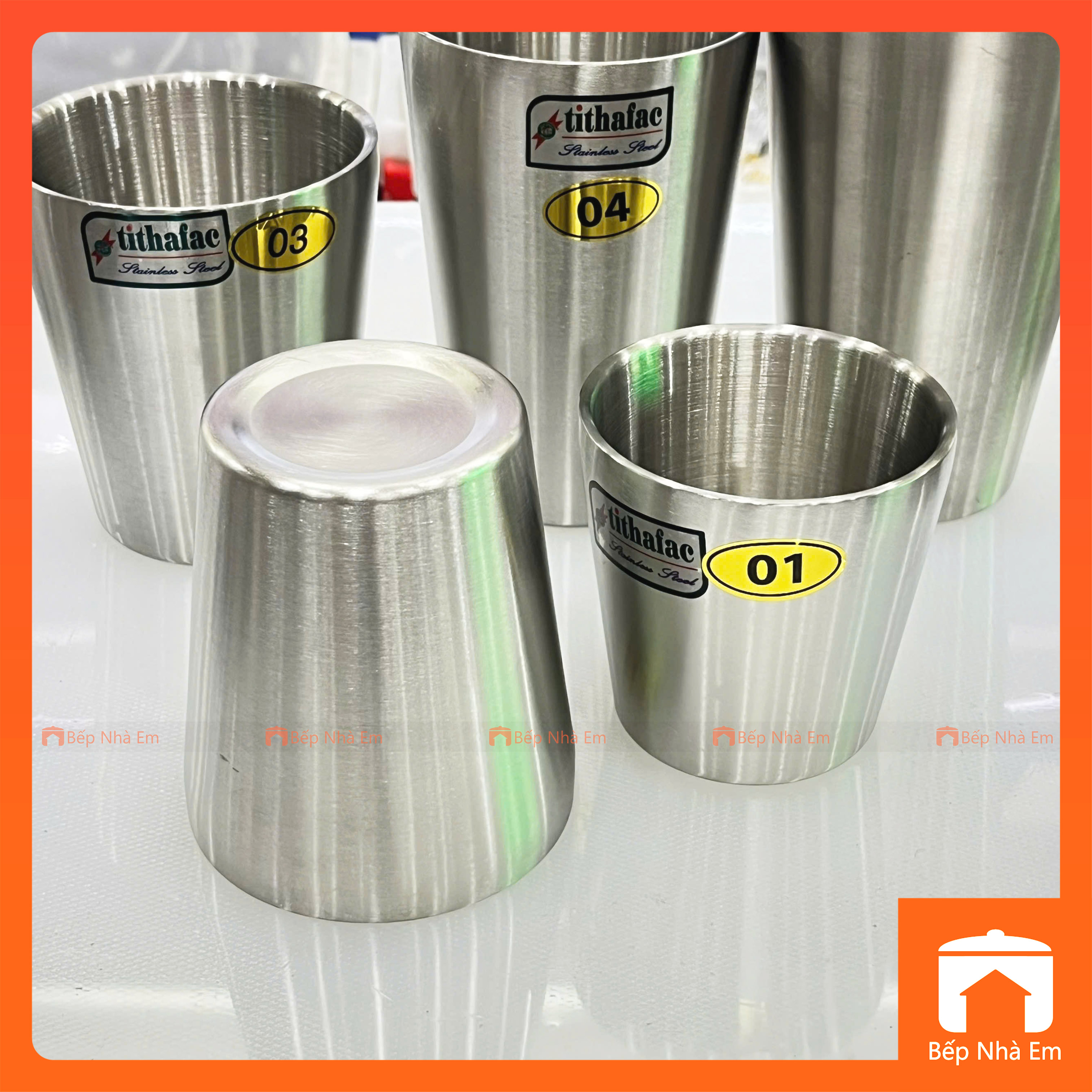Ly Nước Inox 2 Lớp Cách Nhiệt Tithafac Nhiều Size Cao Cấp - Hàng Việt Nam Sản Xuất