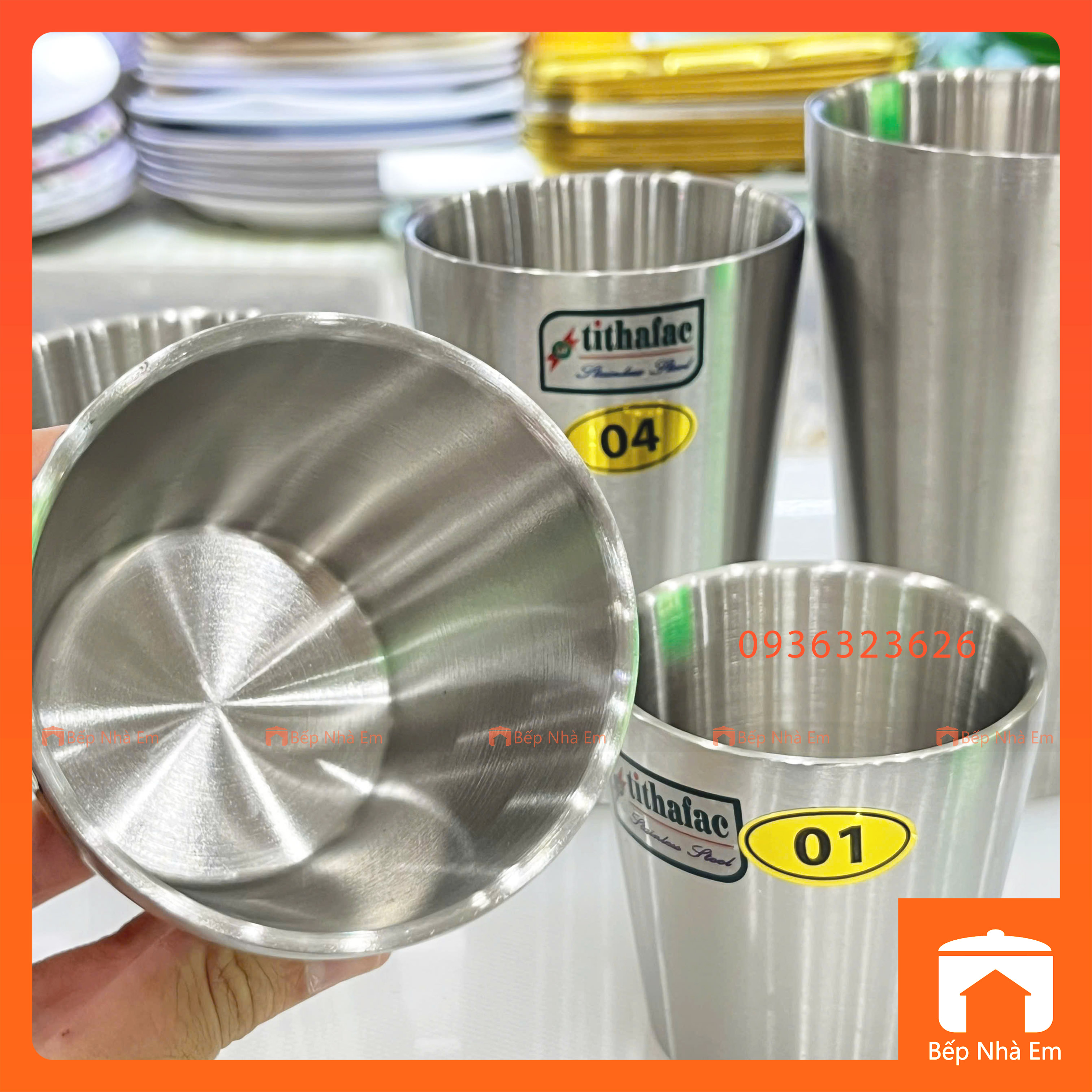 Ly Nước Inox 2 Lớp Cách Nhiệt Tithafac Nhiều Size Cao Cấp - Hàng Việt Nam Sản Xuất