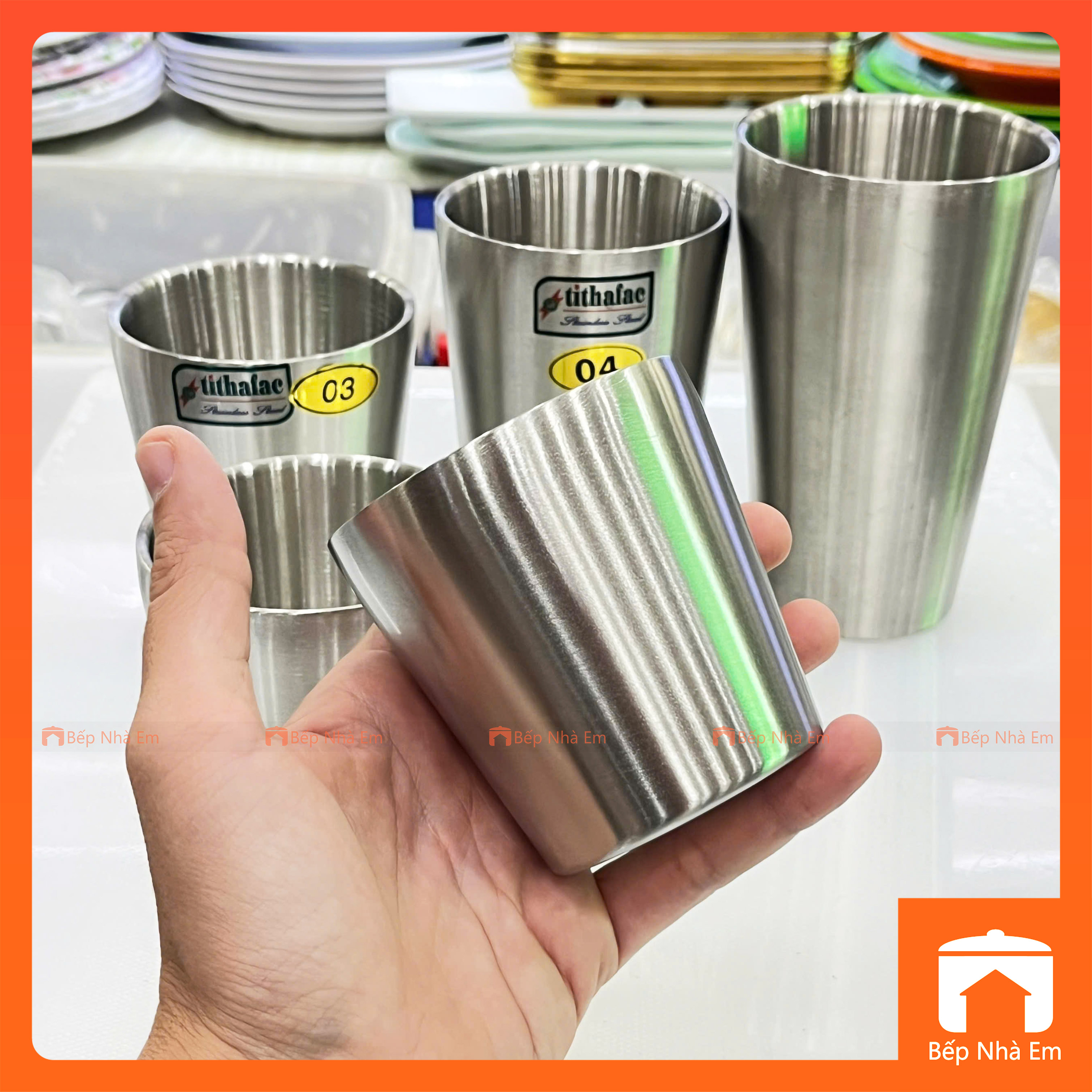 Ly Nước Inox 2 Lớp Cách Nhiệt Tithafac Nhiều Size Cao Cấp - Hàng Việt Nam Sản Xuất