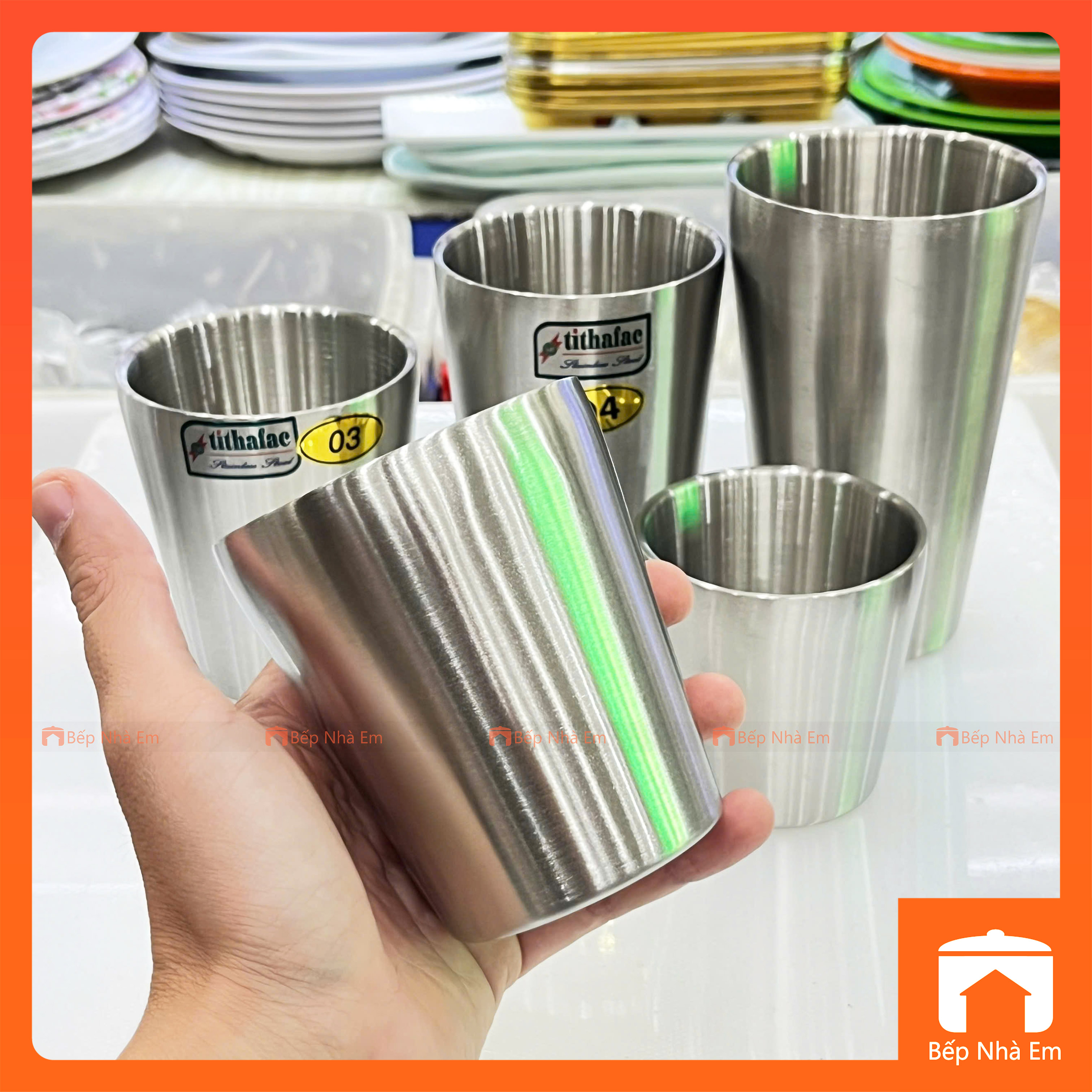 Ly Nước Inox 2 Lớp Cách Nhiệt Tithafac Nhiều Size Cao Cấp - Hàng Việt Nam Sản Xuất