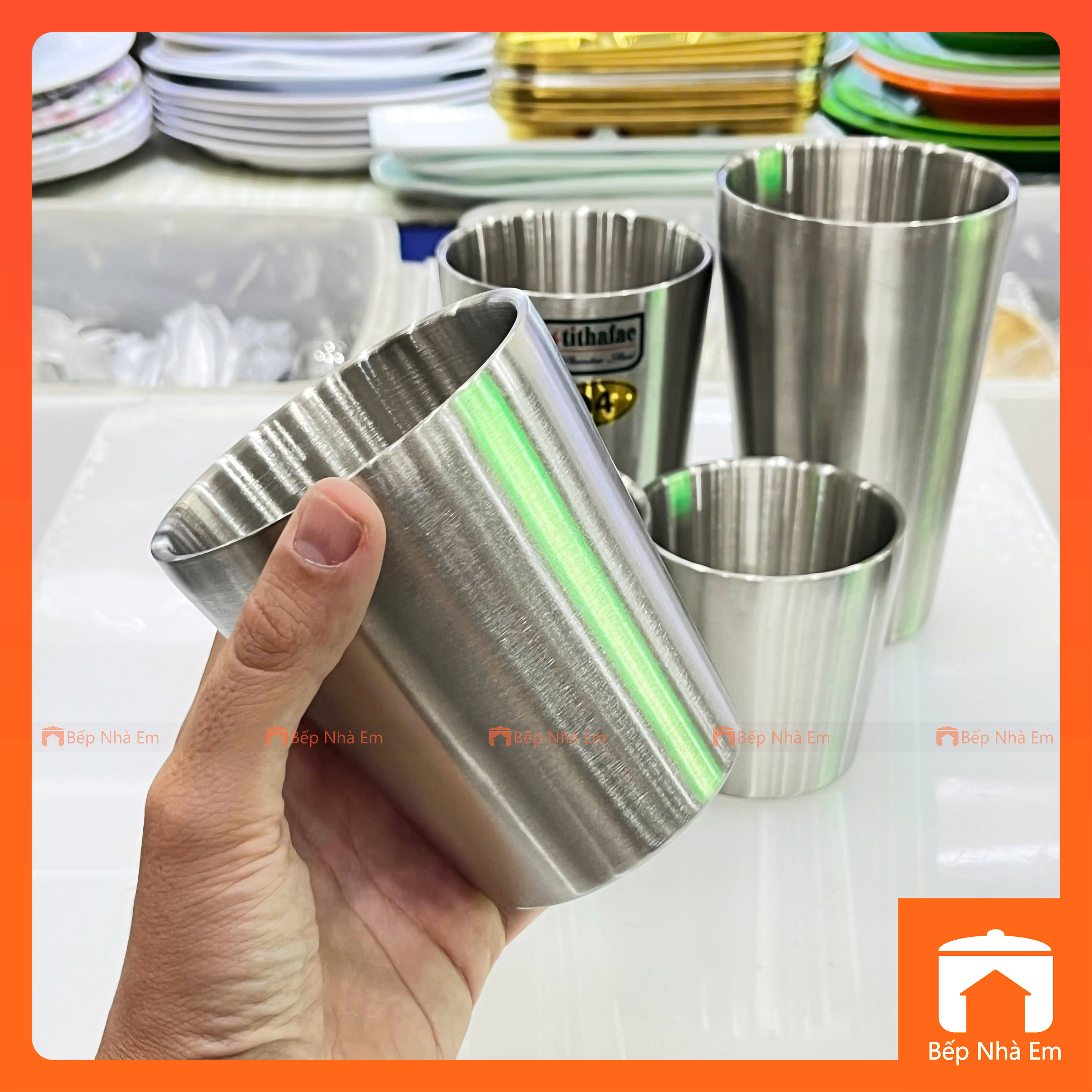 Ly Nước Inox 2 Lớp Cách Nhiệt Tithafac Nhiều Size Cao Cấp - Hàng Việt Nam Sản Xuất