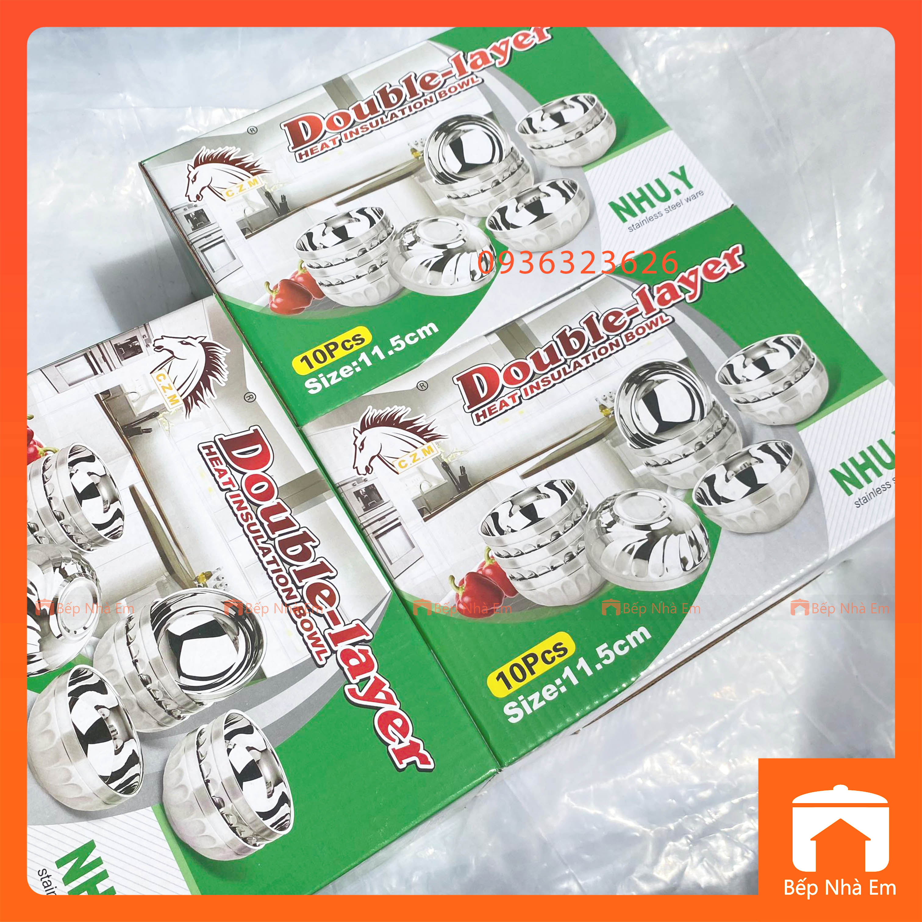 Hộp 10 Chén Xoắn Inox 11.5cm 2 Lớp Cách Nhiệt