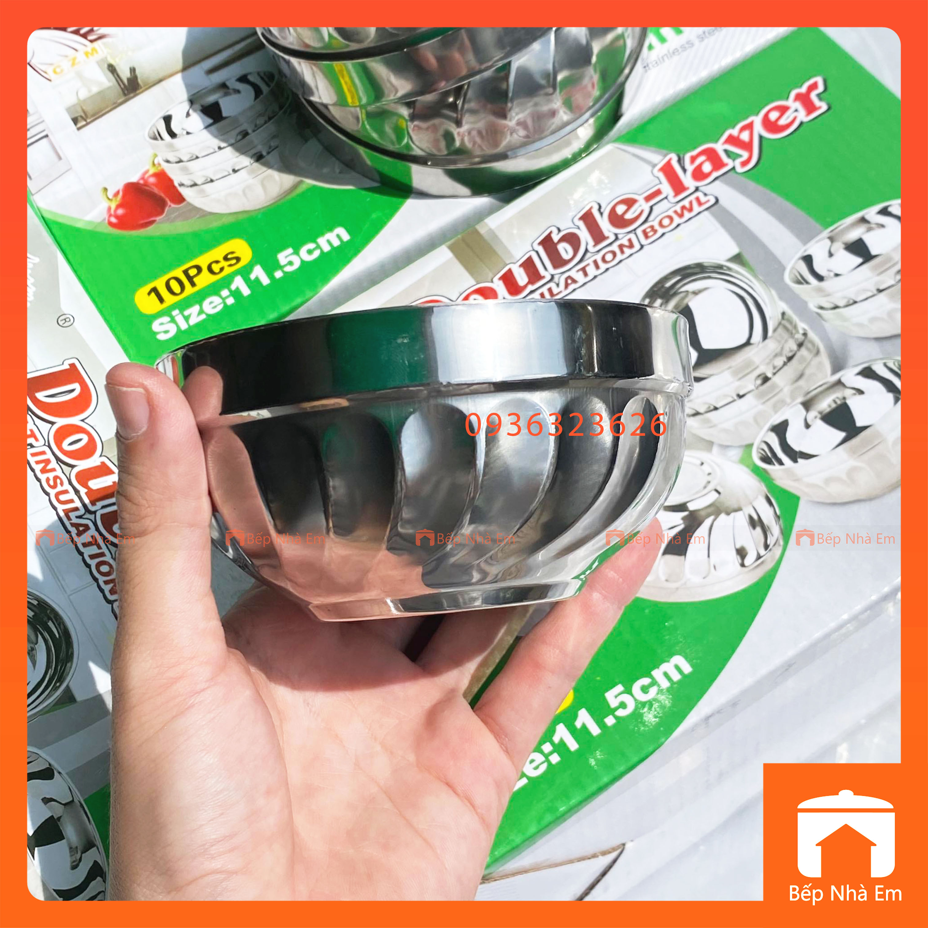 Hộp 10 Chén Xoắn Inox 11.5cm 2 Lớp Cách Nhiệt