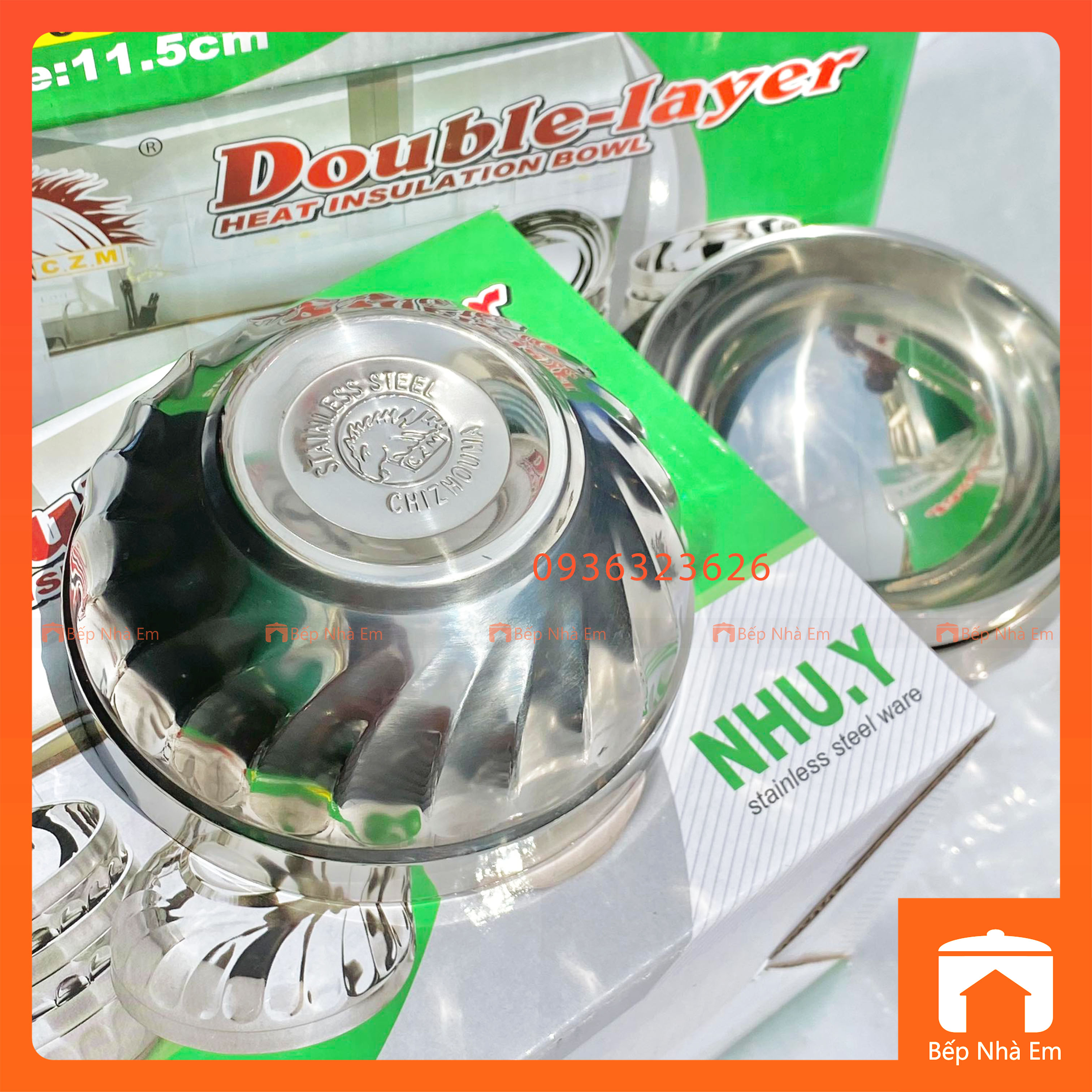 Hộp 10 Chén Xoắn Inox 11.5cm 2 Lớp Cách Nhiệt