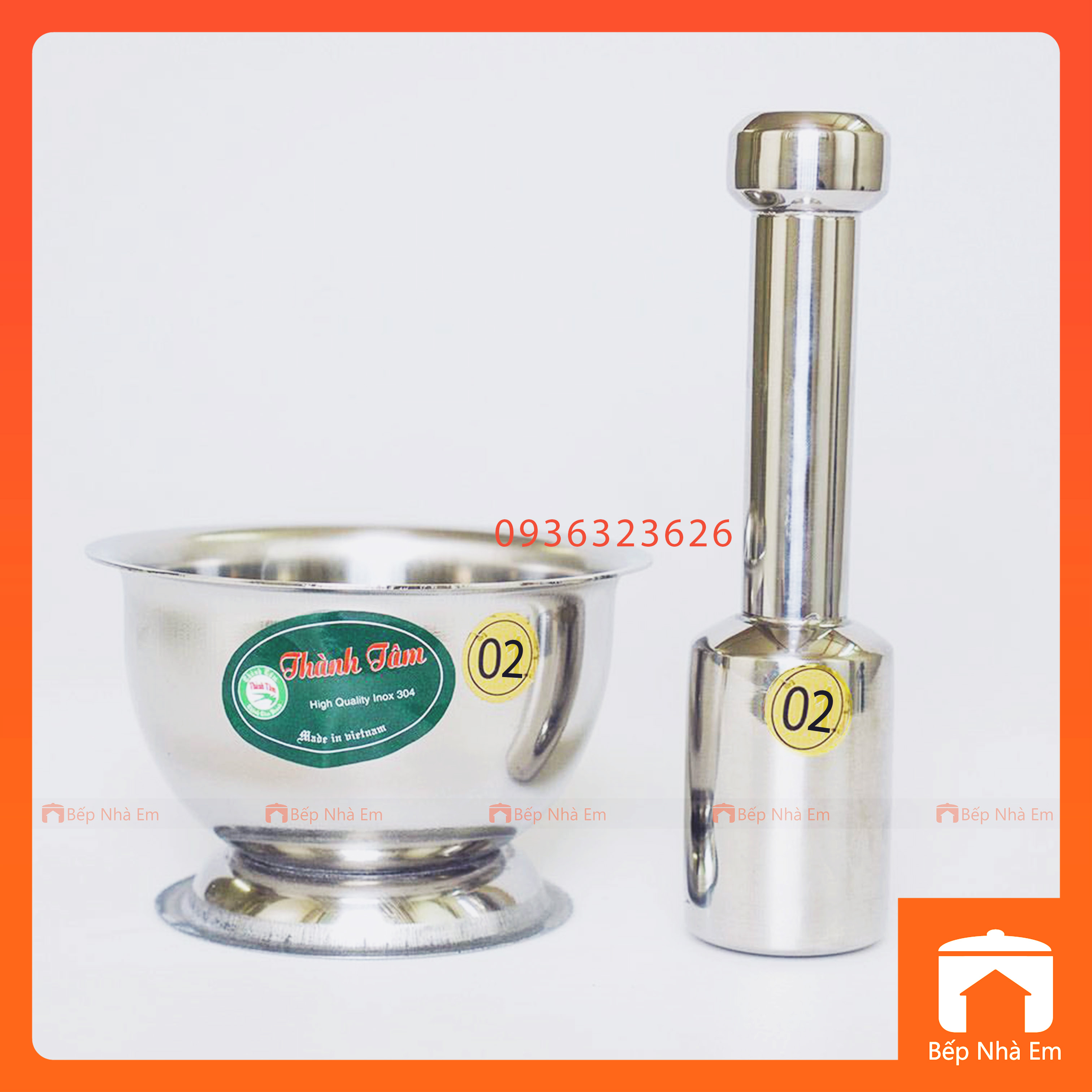 Cối Chày Inox 304 Cao Cấp Thành Tâm  - Hàng Việt Nam Sản Xuất