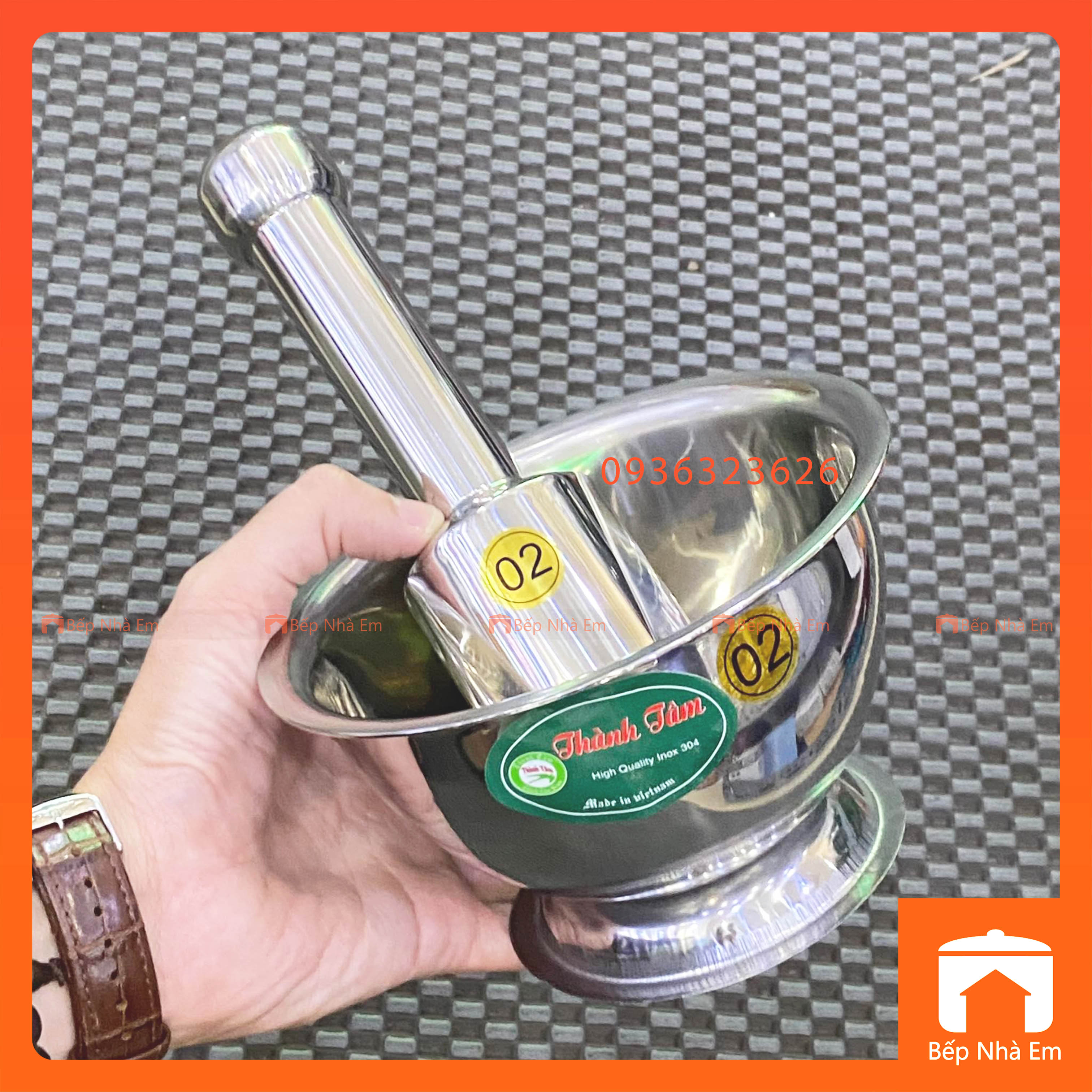 Cối Chày Inox 304 Cao Cấp Thành Tâm  - Hàng Việt Nam Sản Xuất