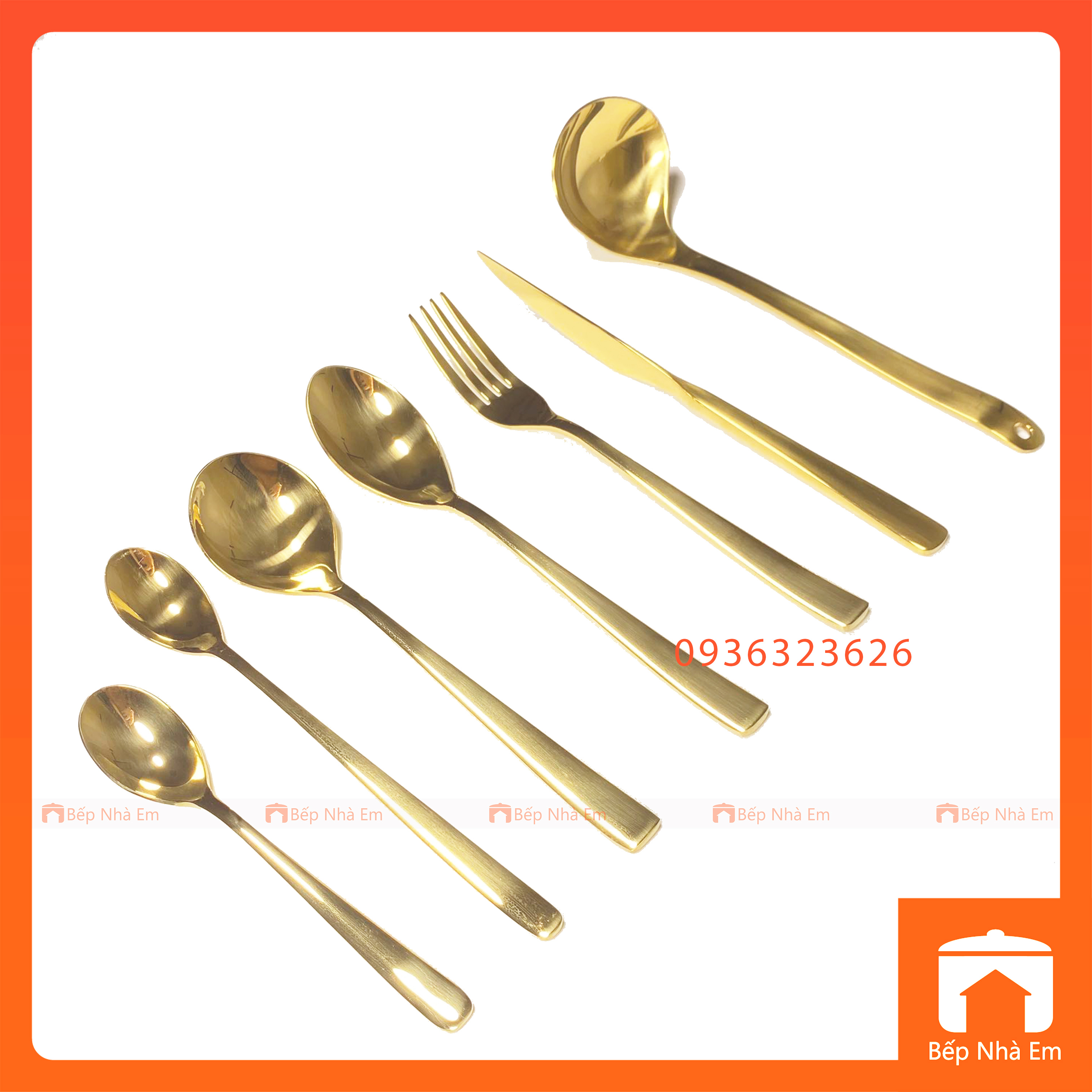 Bộ Dao Muỗng Nĩa Inox Mạ Vàng Cao Cấp - Hàng Nhập Khẩu