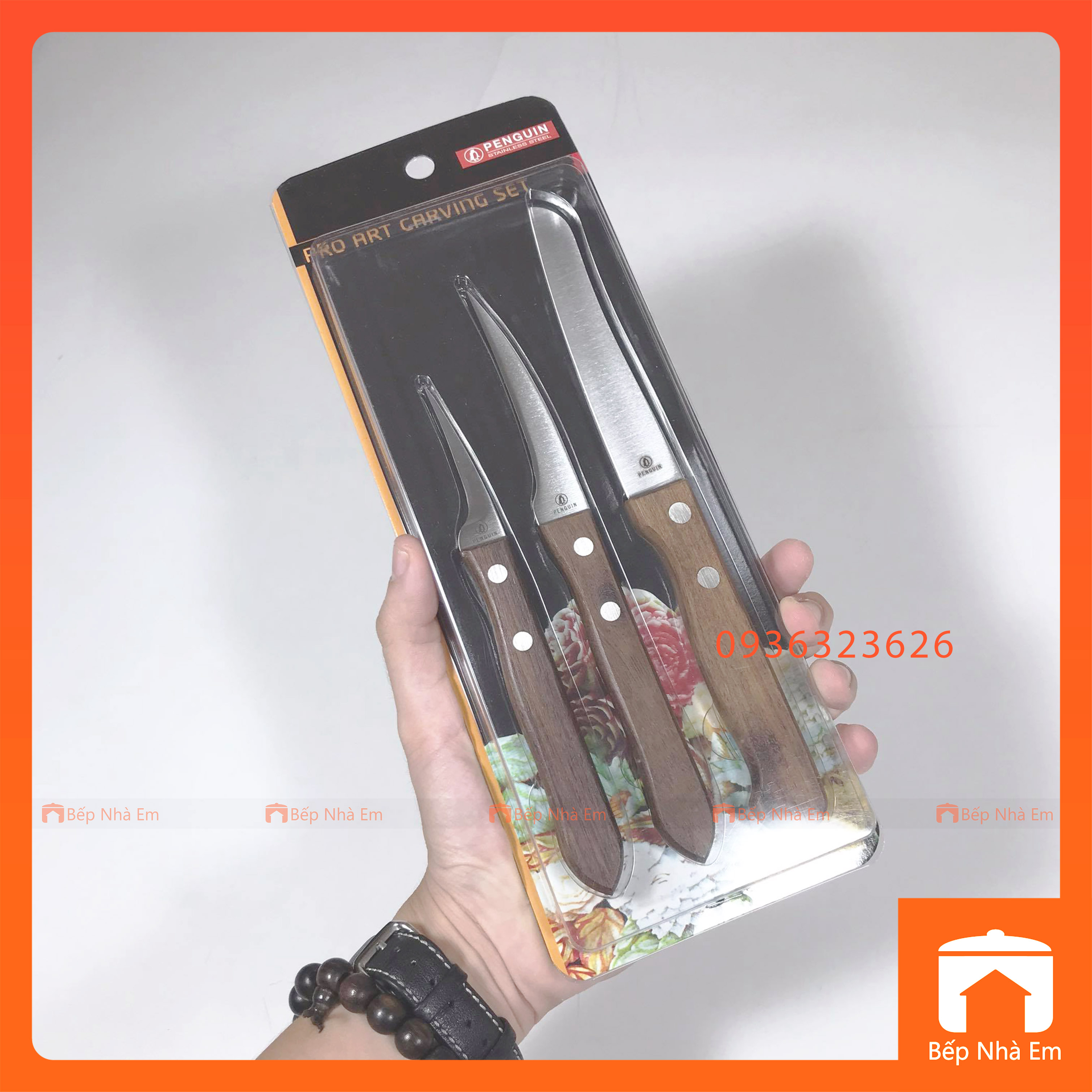 Bộ 3 Dao Tỉa Cán Gỗ Penguin Cao Cấp - Hàng Nhập Khẩu Thái Lan
