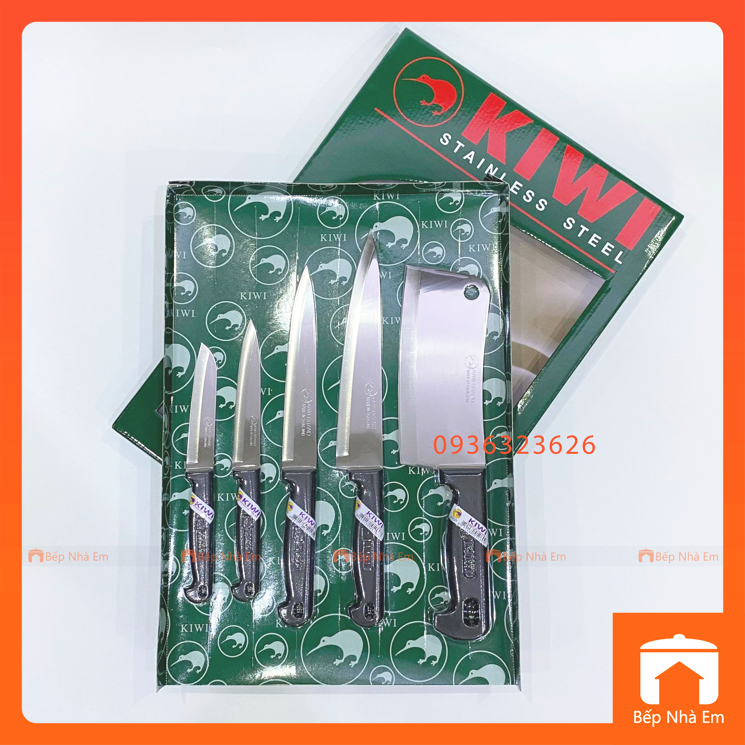 Bộ Dao Thái Lan Cán Nhựa Kiwi 5 Món - Hàng Nhập Khẩu Thái Lan