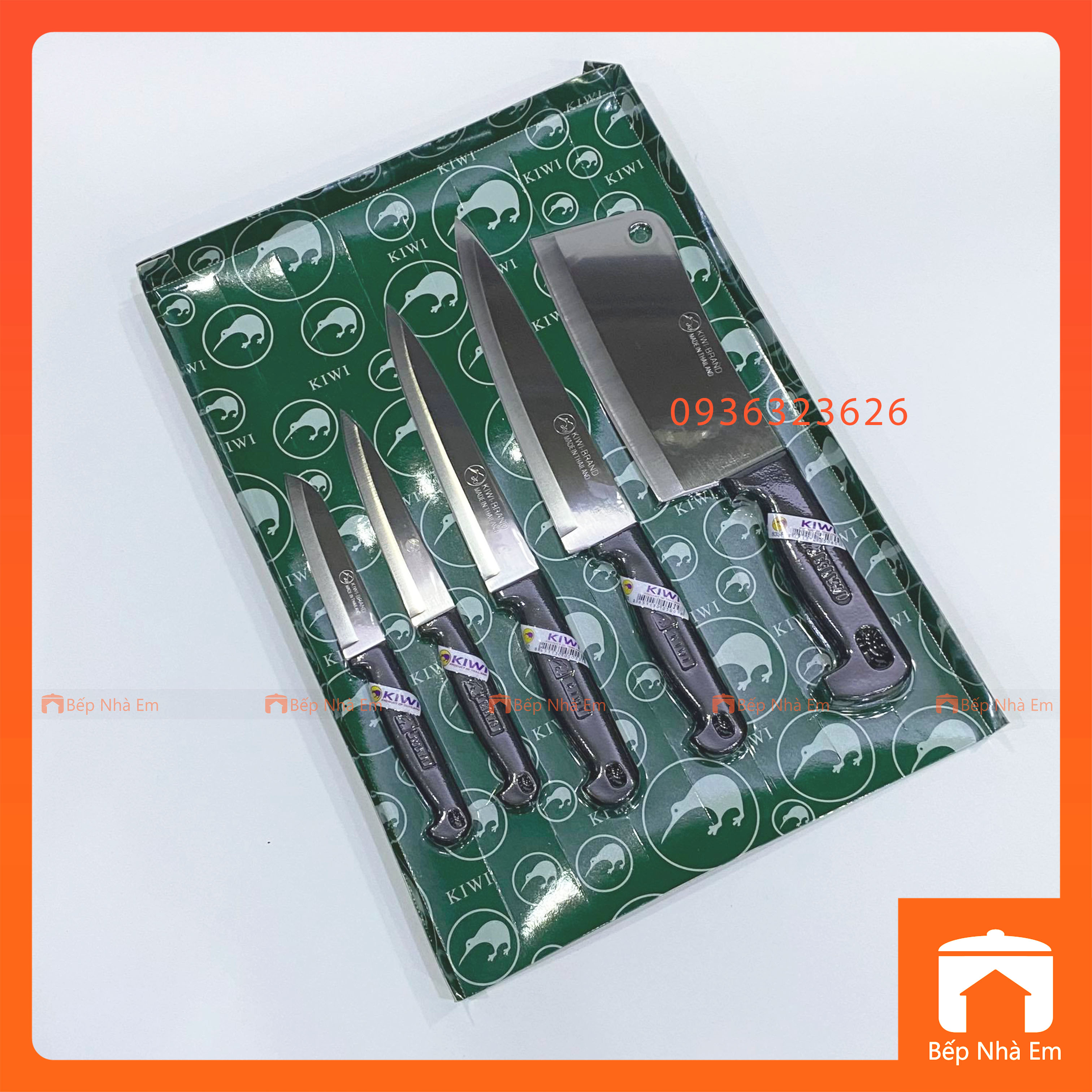 Bộ Dao Thái Lan Cán Nhựa Kiwi 5 Món - Hàng Nhập Khẩu Thái Lan