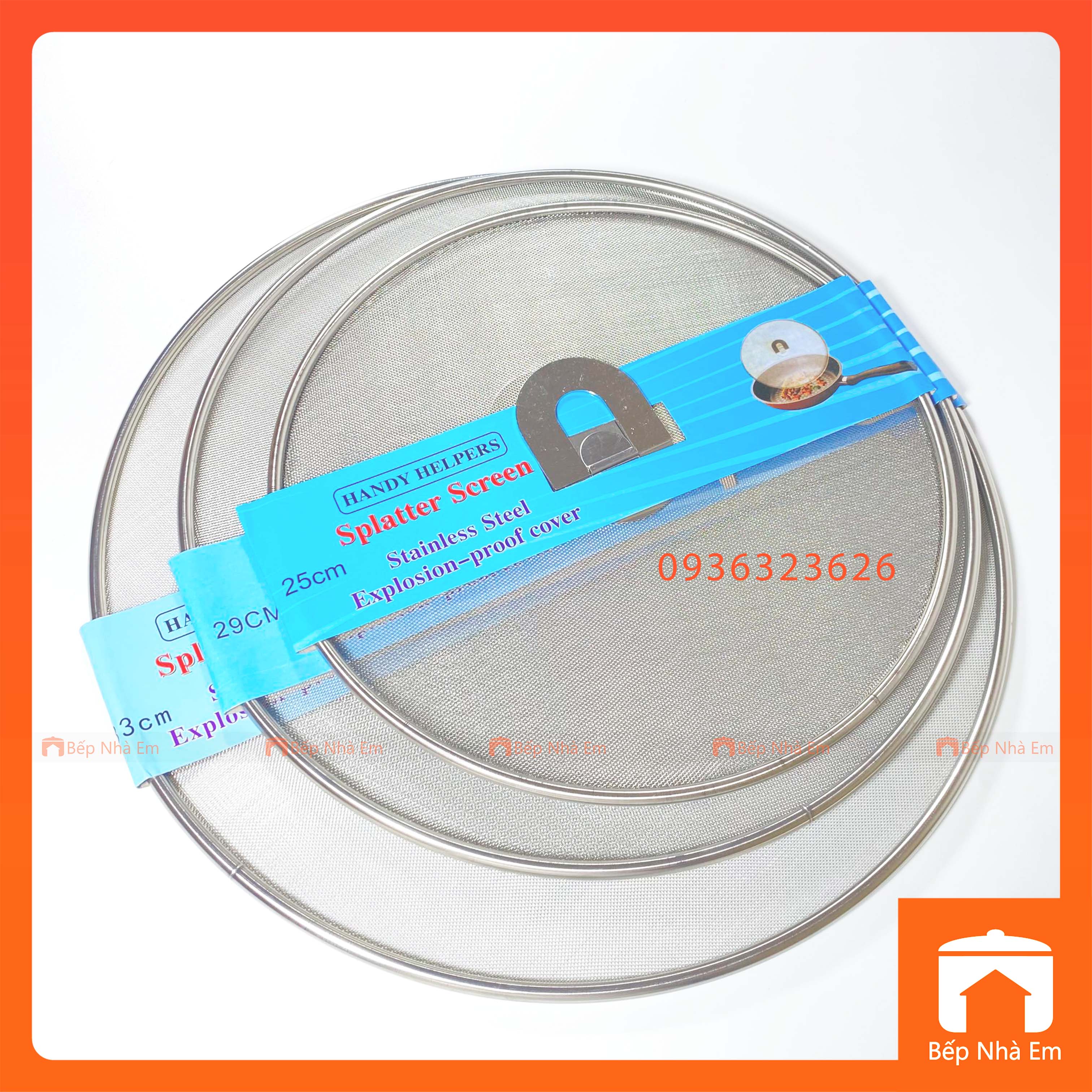 Nắp Lưới Đậy Chảo Inox Chống Văng Dầu Mỡ Nhiều Size - Hàng Cao Cấp