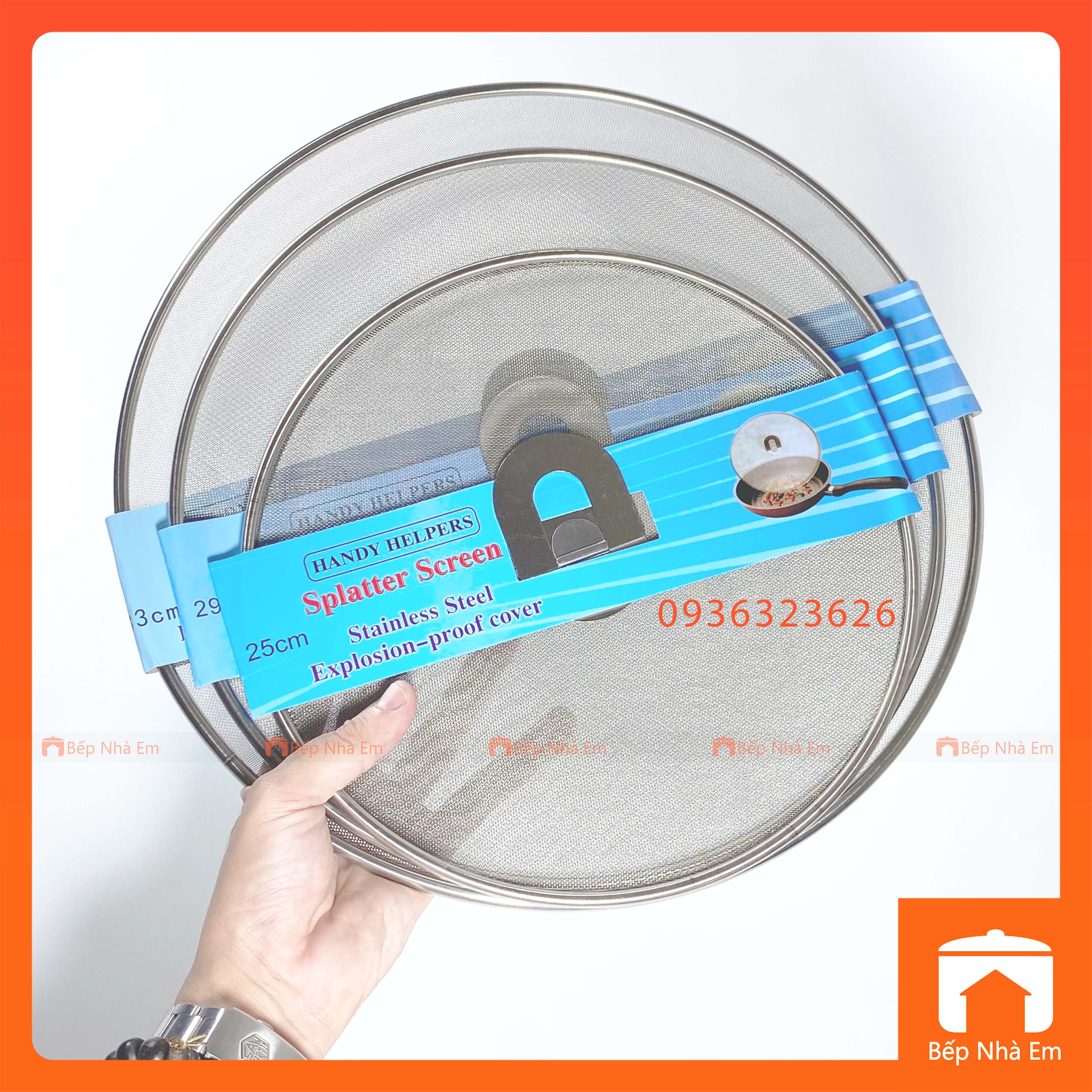 Nắp Lưới Đậy Chảo Inox Chống Văng Dầu Mỡ Nhiều Size - Hàng Cao Cấp