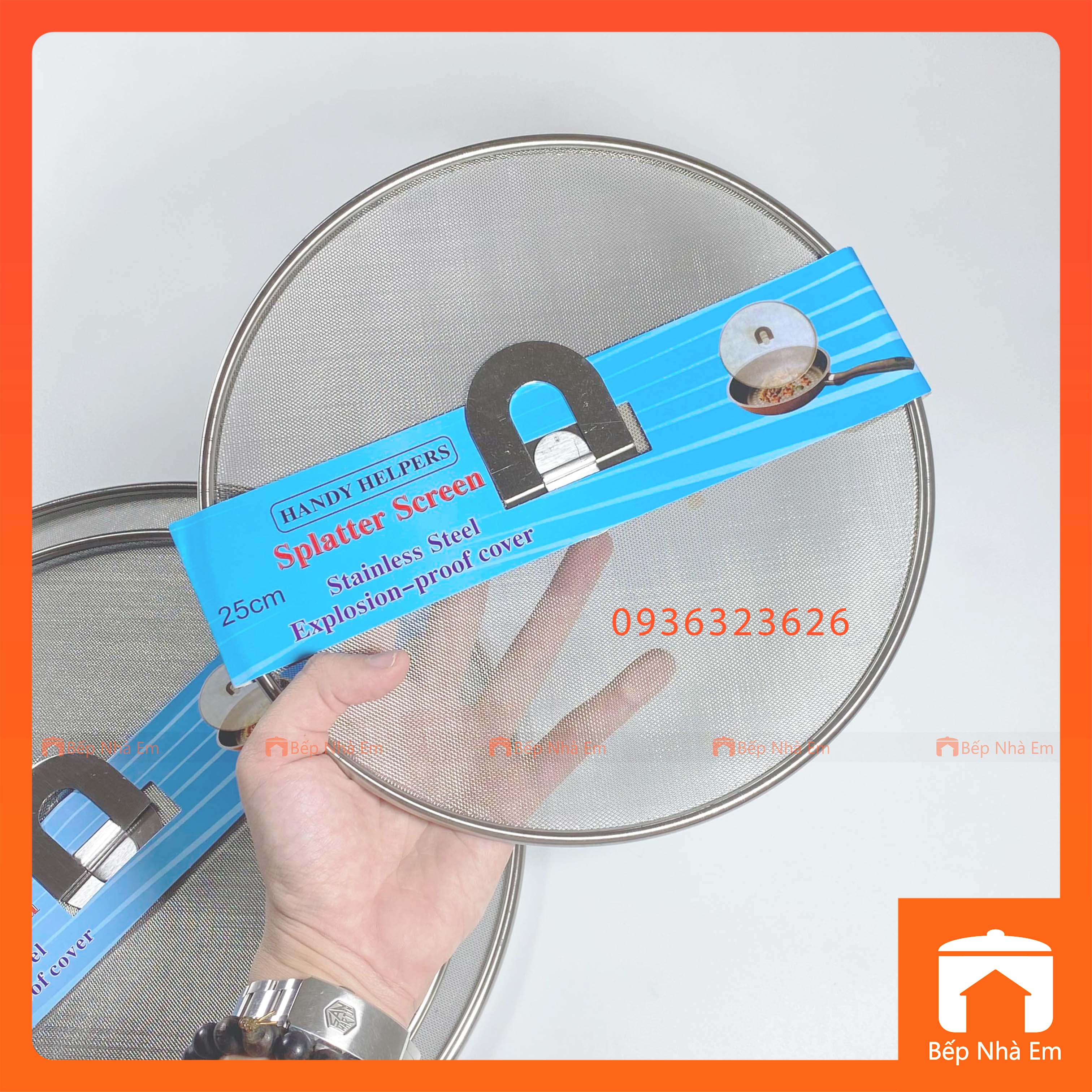Nắp Lưới Đậy Chảo Inox Chống Văng Dầu Mỡ Nhiều Size - Hàng Cao Cấp
