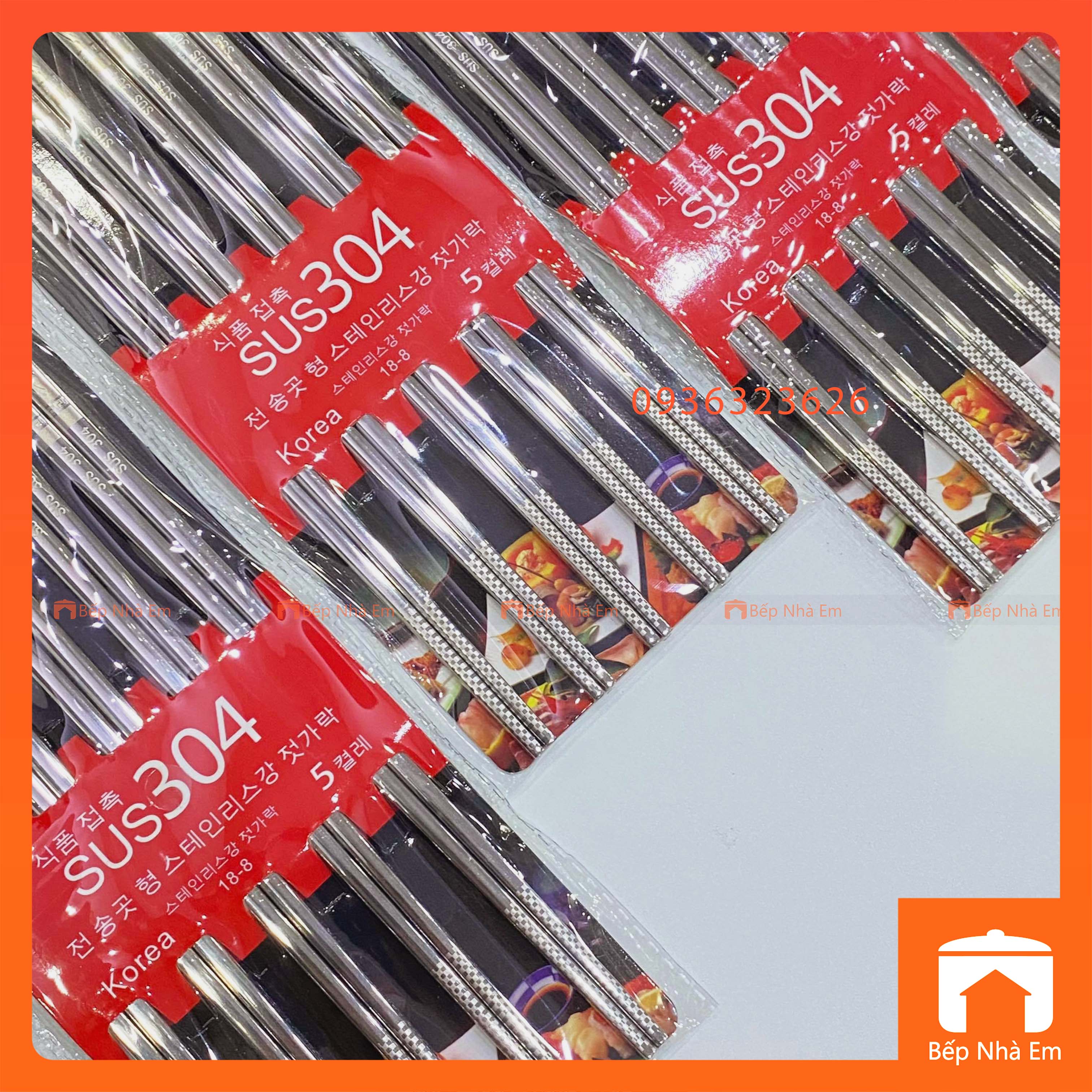 Đũa Inox 304 Hàn Quốc Set 5 Đôi - Hàng Cao Cấp