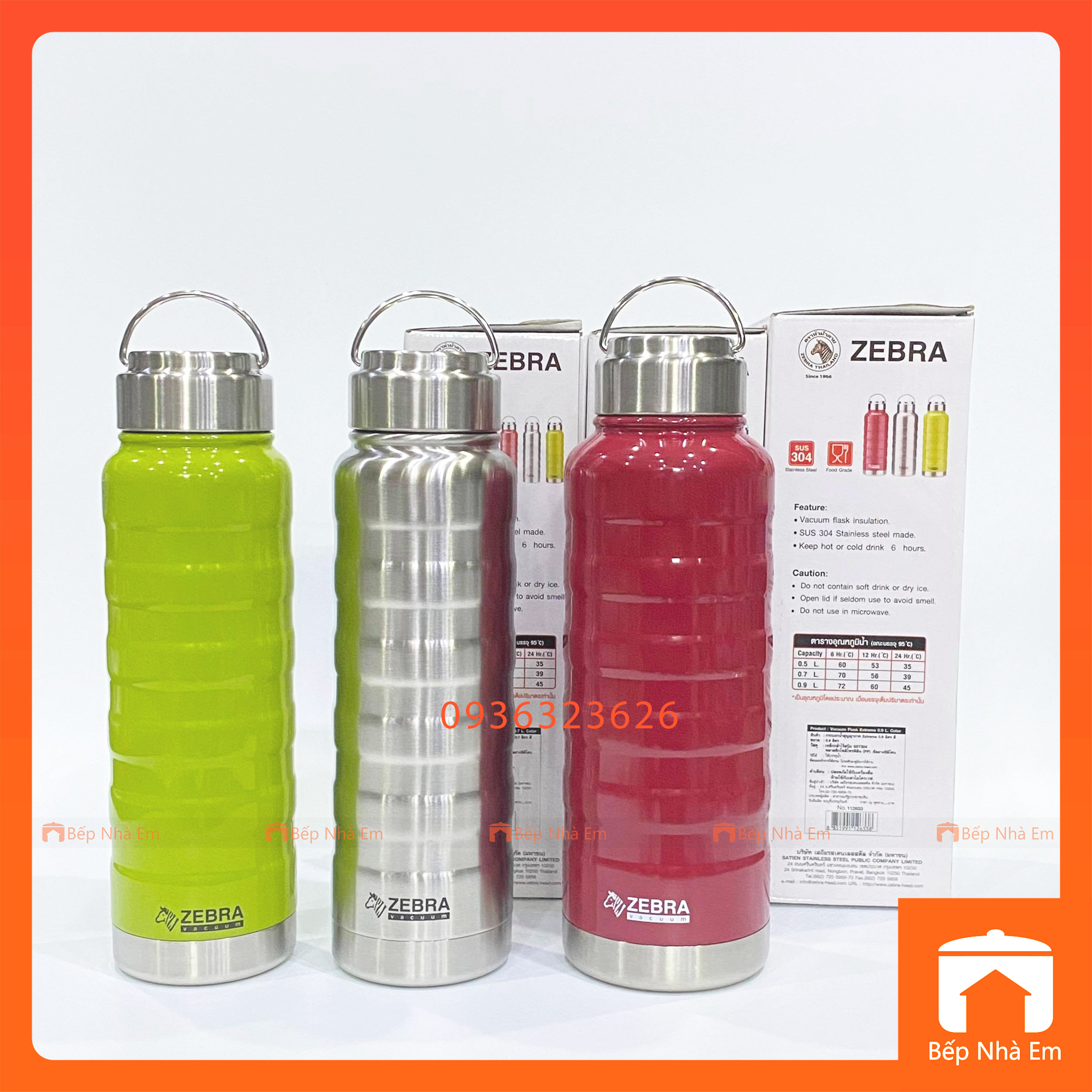 Bình Giữ Nhiệt ZEBRA Extreme (Inox 304) Nhiều Dung Tích - Hàng Nhập Khẩu Thái Lan