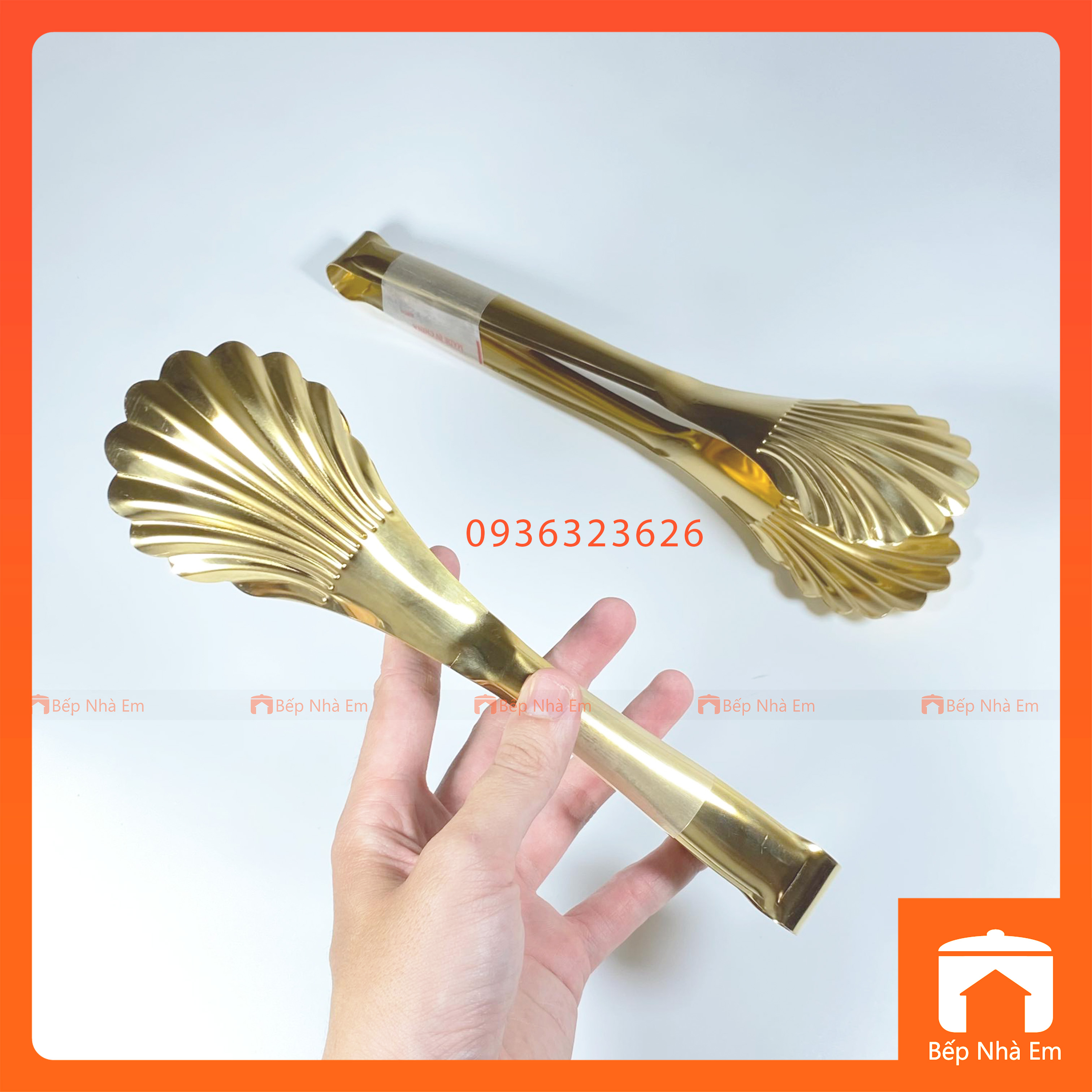 Kẹp Gắp Thức Ăn - Kẹp Gắp Bánh Inox Sò Vàng 04 - Hàng Nhập Khẩu