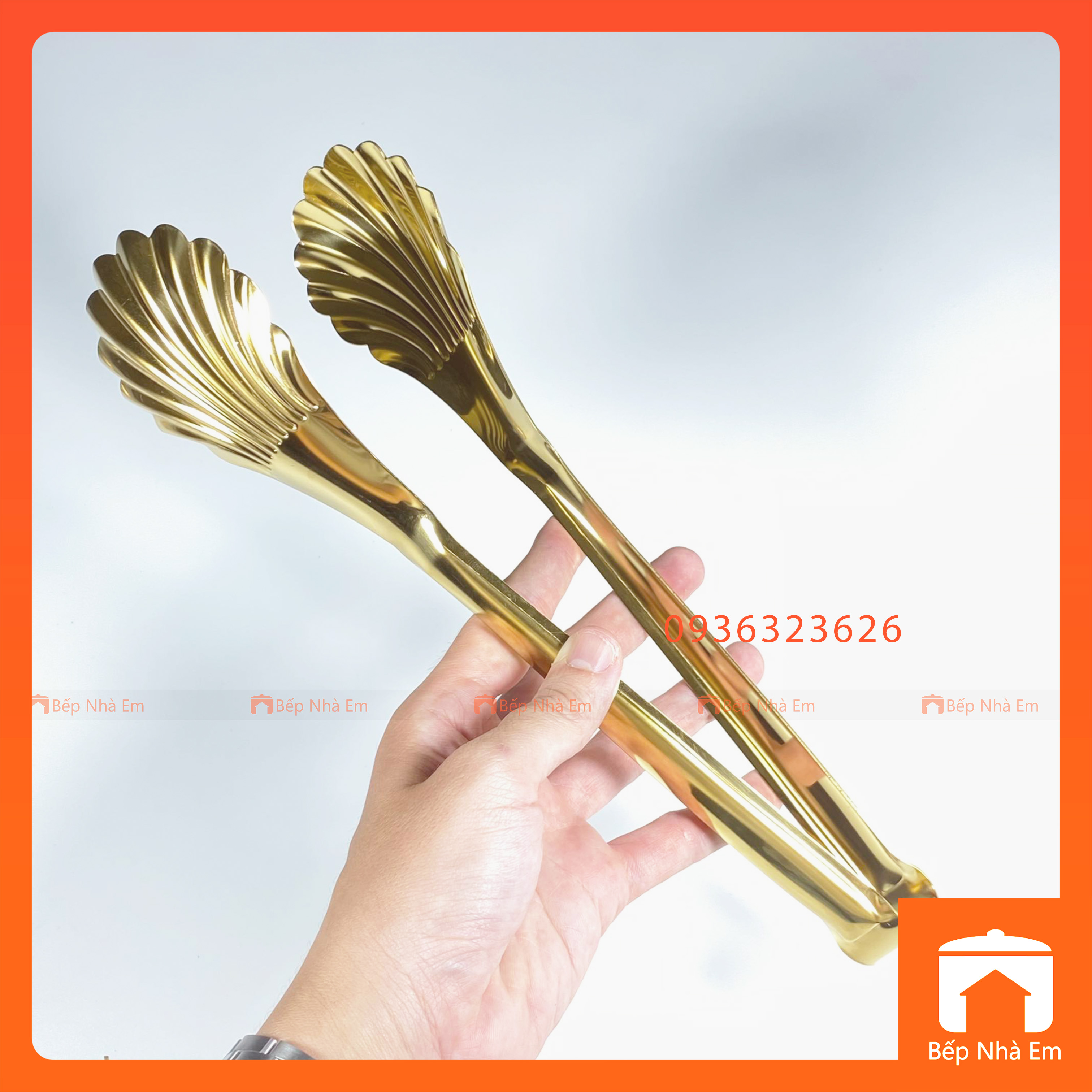 Kẹp Gắp Thức Ăn - Kẹp Gắp Bánh Inox Sò Vàng 04 - Hàng Nhập Khẩu