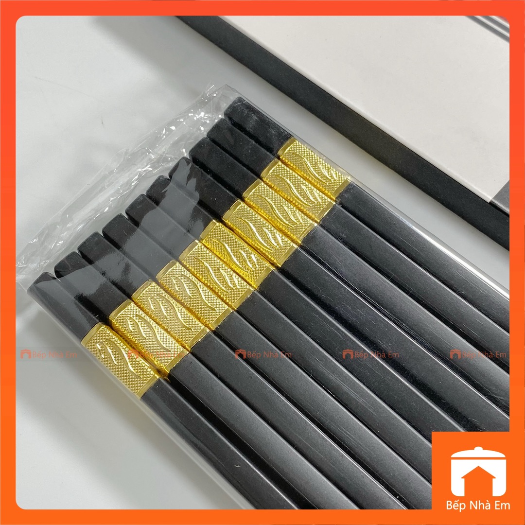Đũa Nhựa Đen Mạ Vàng 10 Đôi - Hàng Nhập Khẩu Trực Tiếp