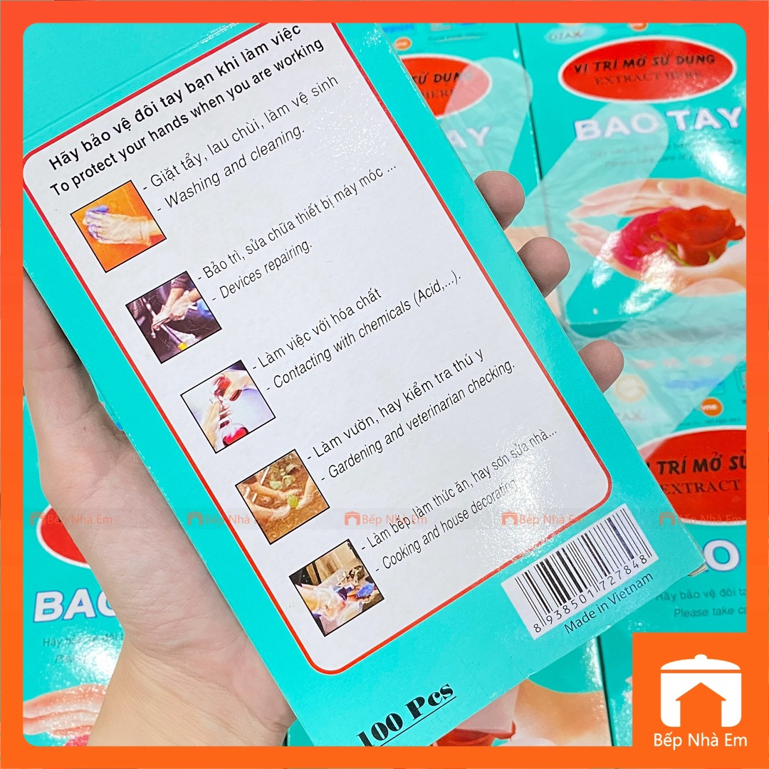 Hộp 100 Bao Tay Nilon Đa Năng - Hàng Việt Nam Sản Xuất