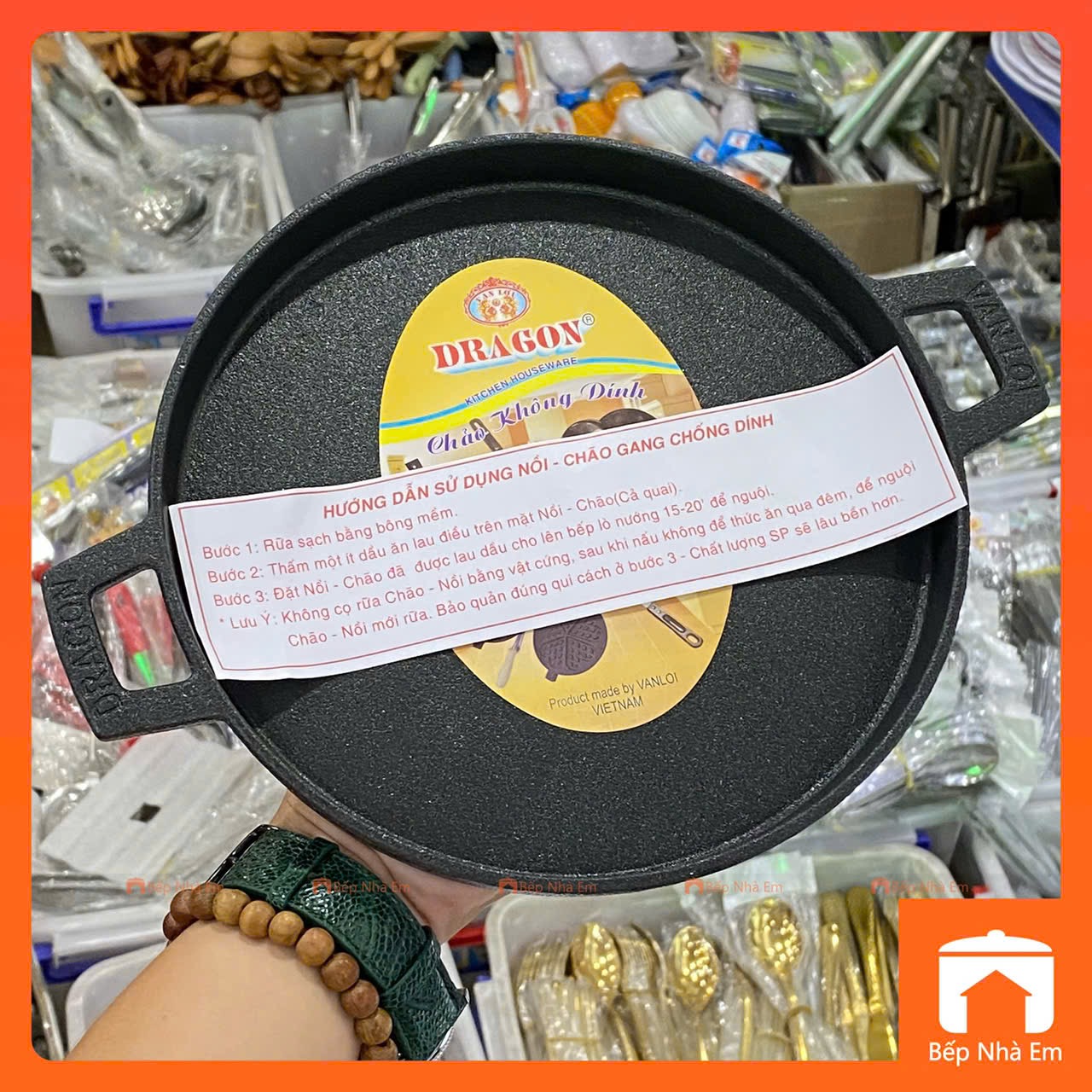 Chảo Gang Chống Dính Cao Cấp DRAGON - Hàng Việt Nam Sản Xuất