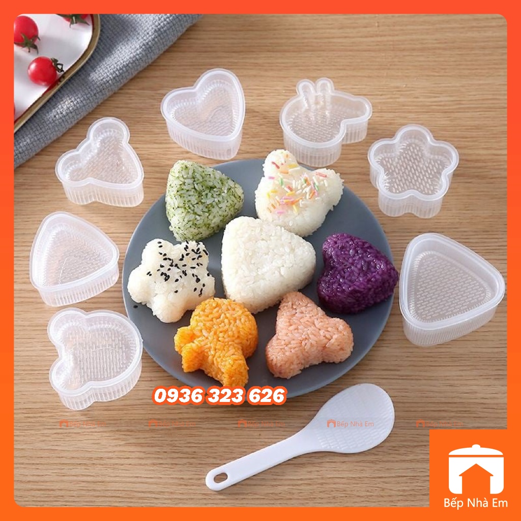 Bộ 7 Khuôn Làm Cơm Nấm - Khuôn Cơm Bento Kèm Muỗng Tiện Dụng - Hàng Nhập Khẩu Trực Tiếp