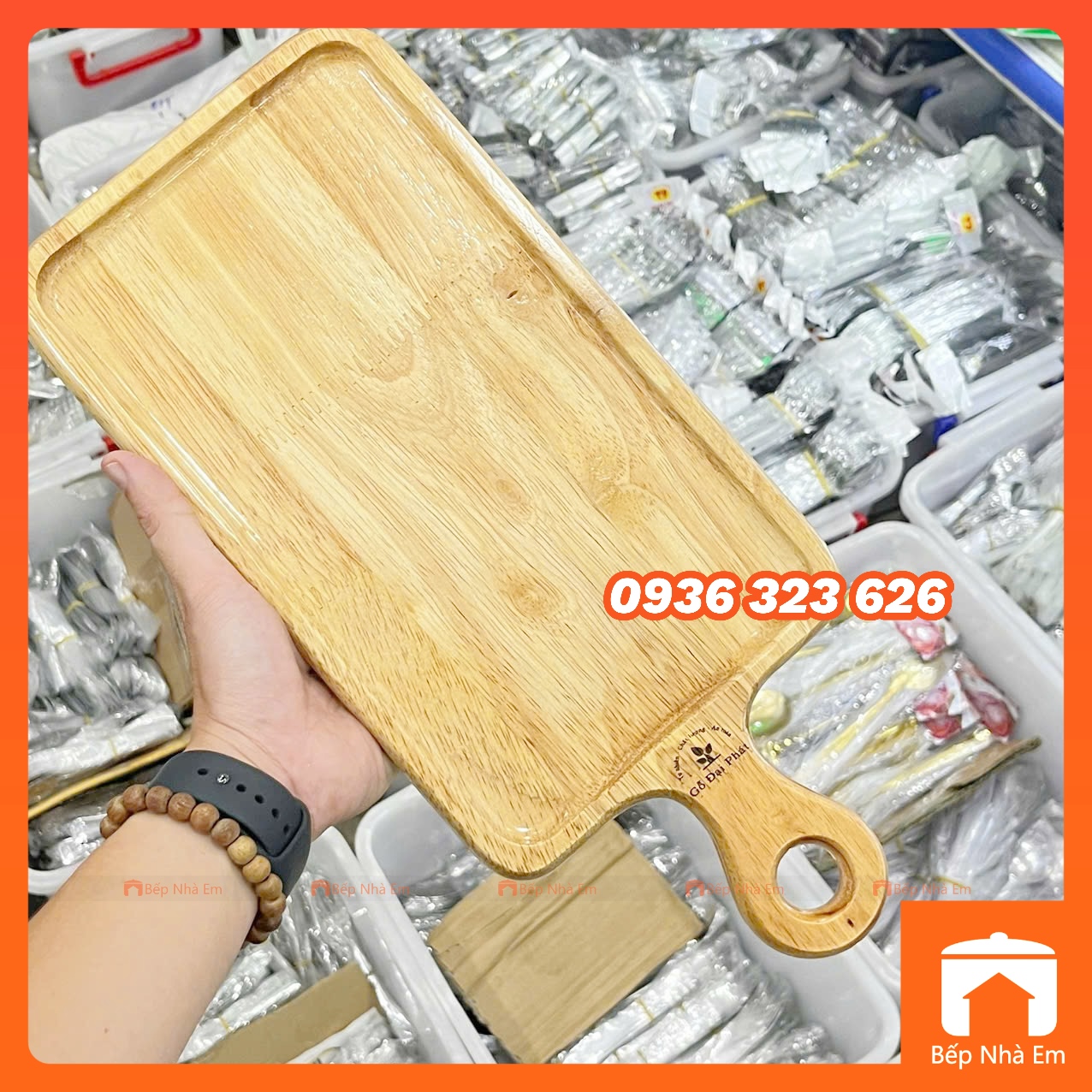 Khay Gỗ Chữ Nhật Có Tay Cầm Cao Cấp - Hàng Việt Nam Sản Xuất