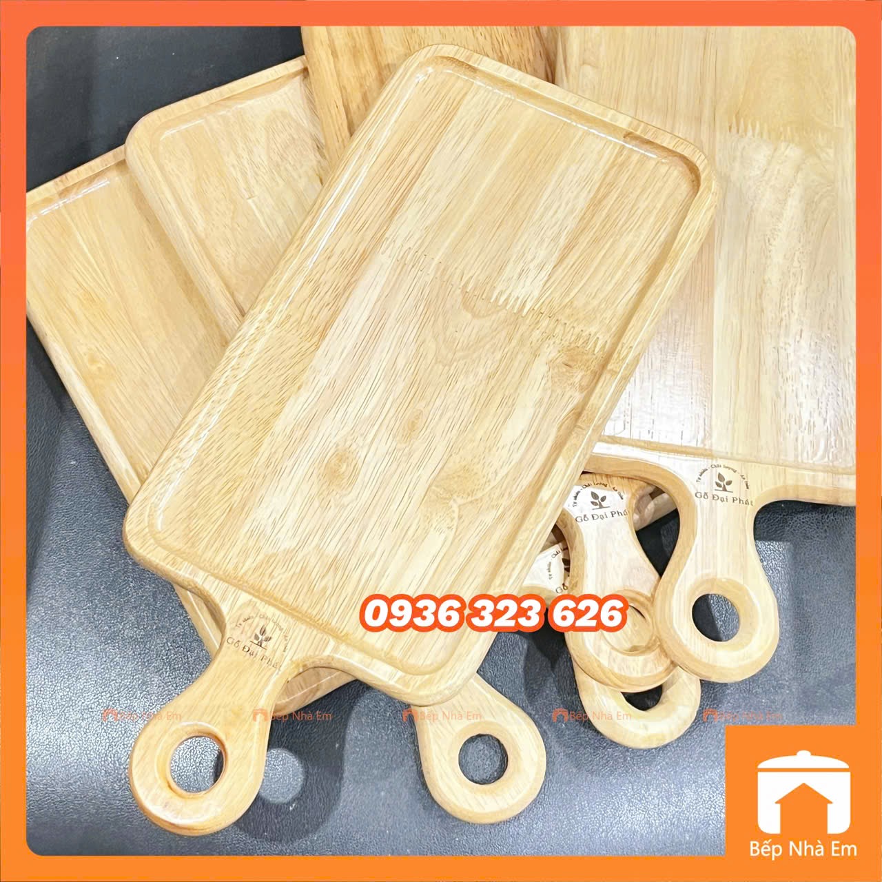 Khay Gỗ Chữ Nhật Có Tay Cầm Cao Cấp - Hàng Việt Nam Sản Xuất