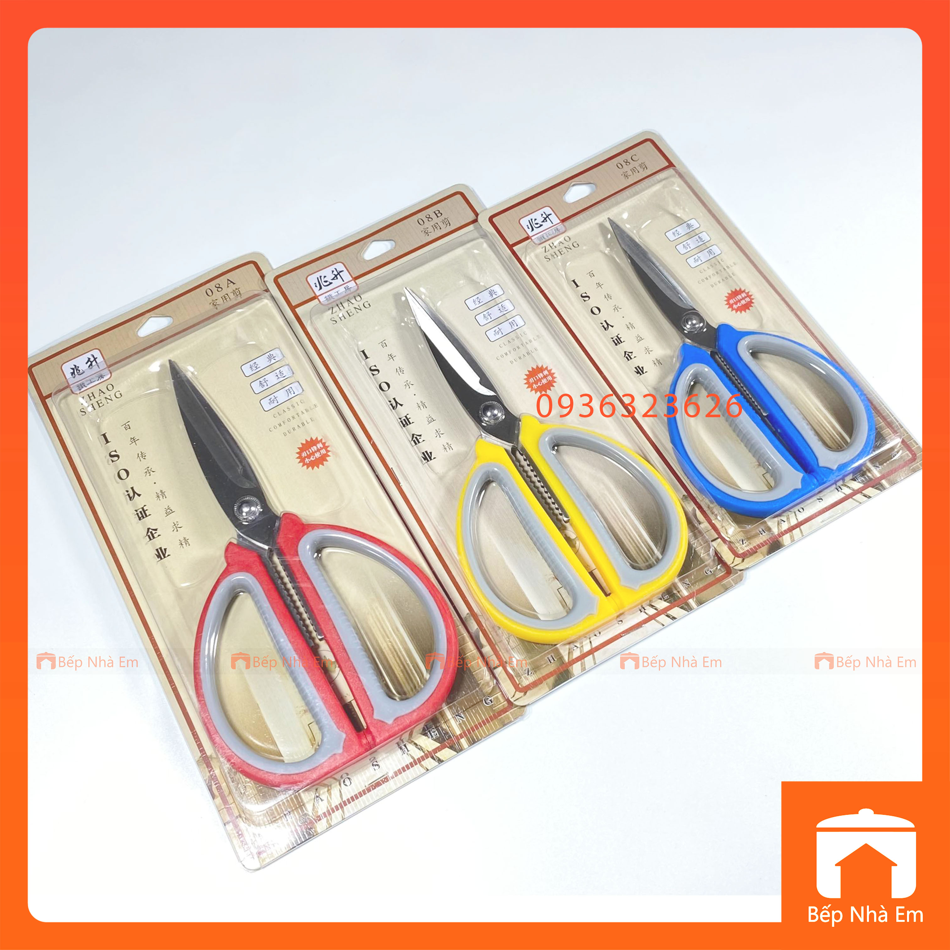 Kéo Thép Cán Nhựa 08 Nhiều Size - Hàng Cao Cấp