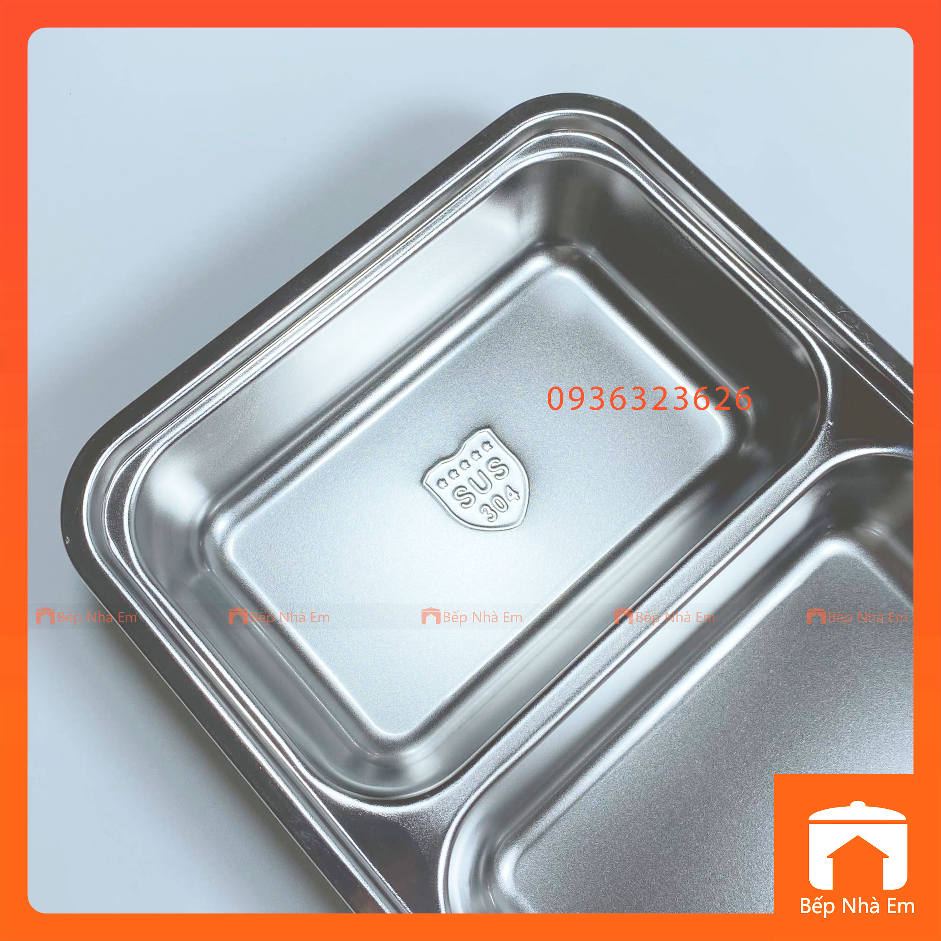 Khay Cơm Phần 2 Ngăn Sâu Inox 304 Cao Cấp - Hàng Việt Nam Sản Xuất