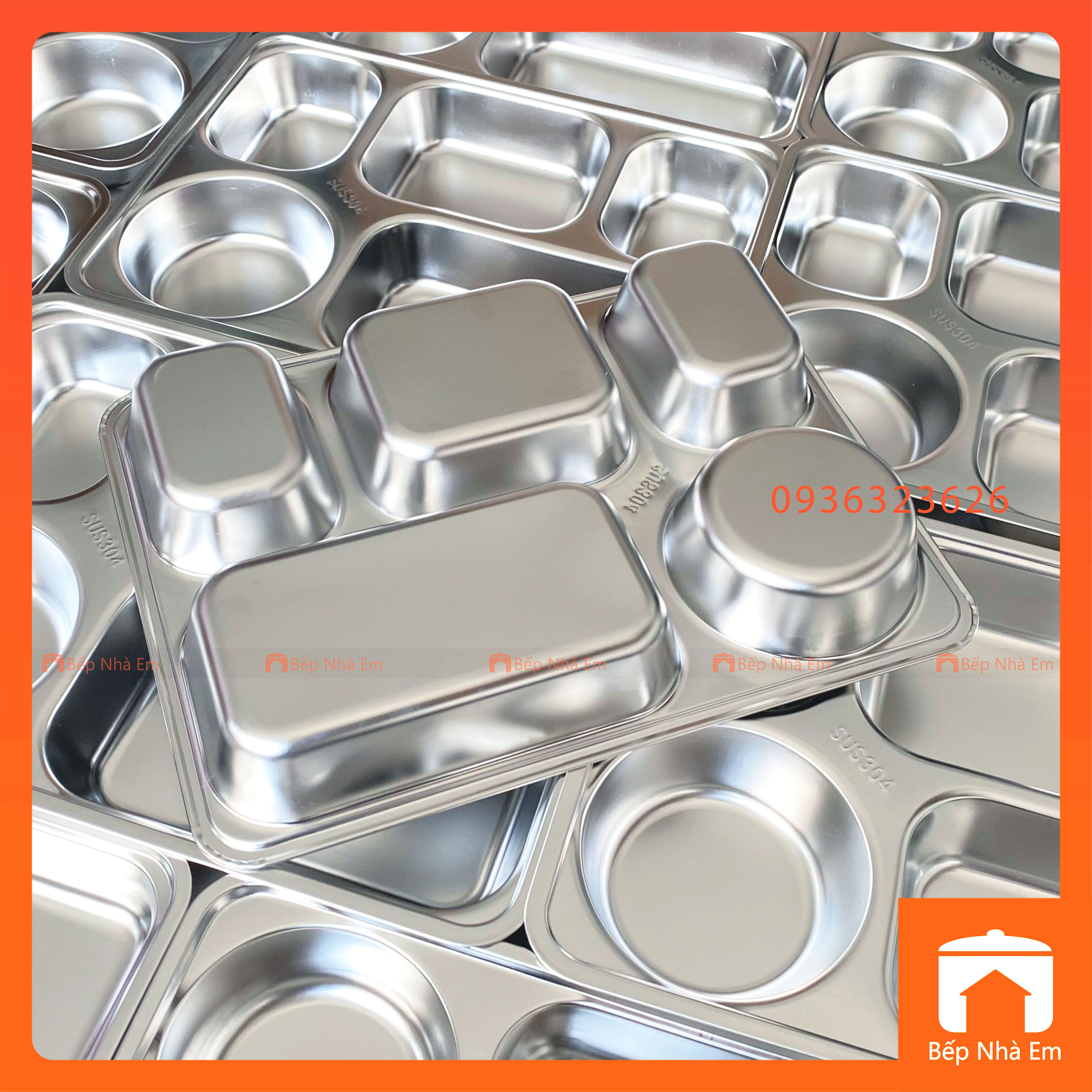Khay Cơm Phần 5 Ngăn Sâu Inox 304 Cao Cấp - Hàng Việt Nam Sản Xuất