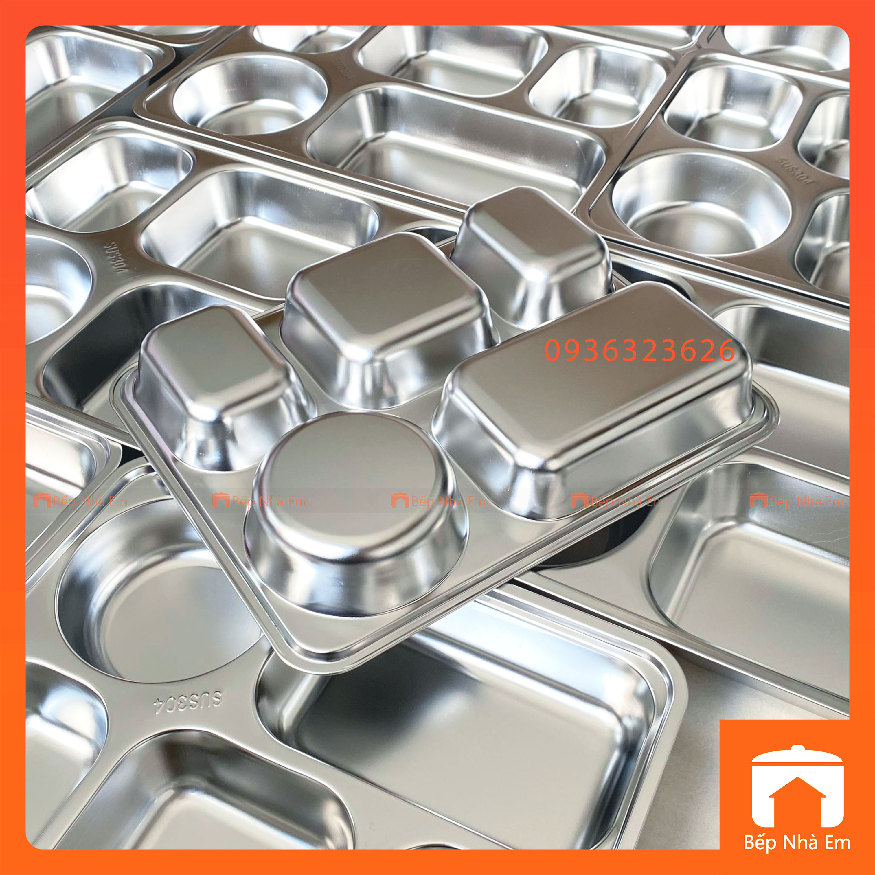 Khay Cơm Phần 5 Ngăn Sâu Inox 304 Cao Cấp - Hàng Việt Nam Sản Xuất